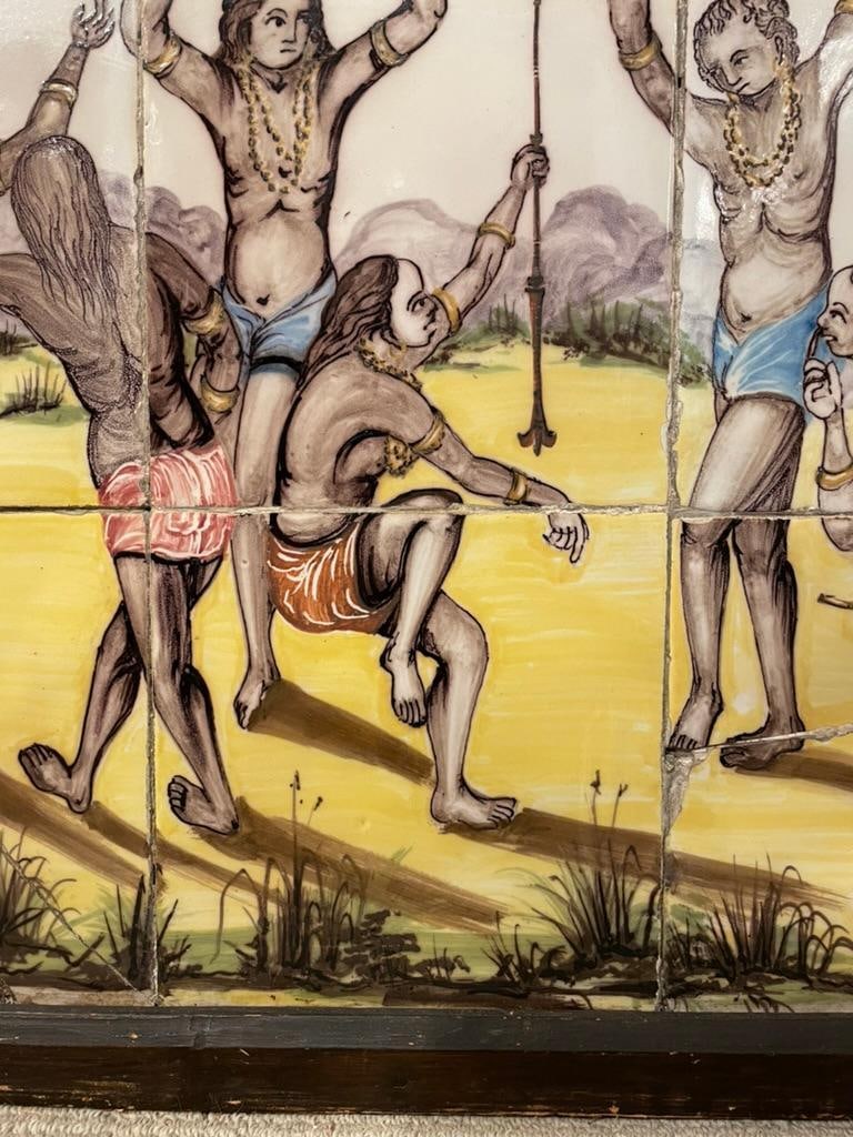 18th/19th Century Portuguese Tile Painting of Native Americans - 12