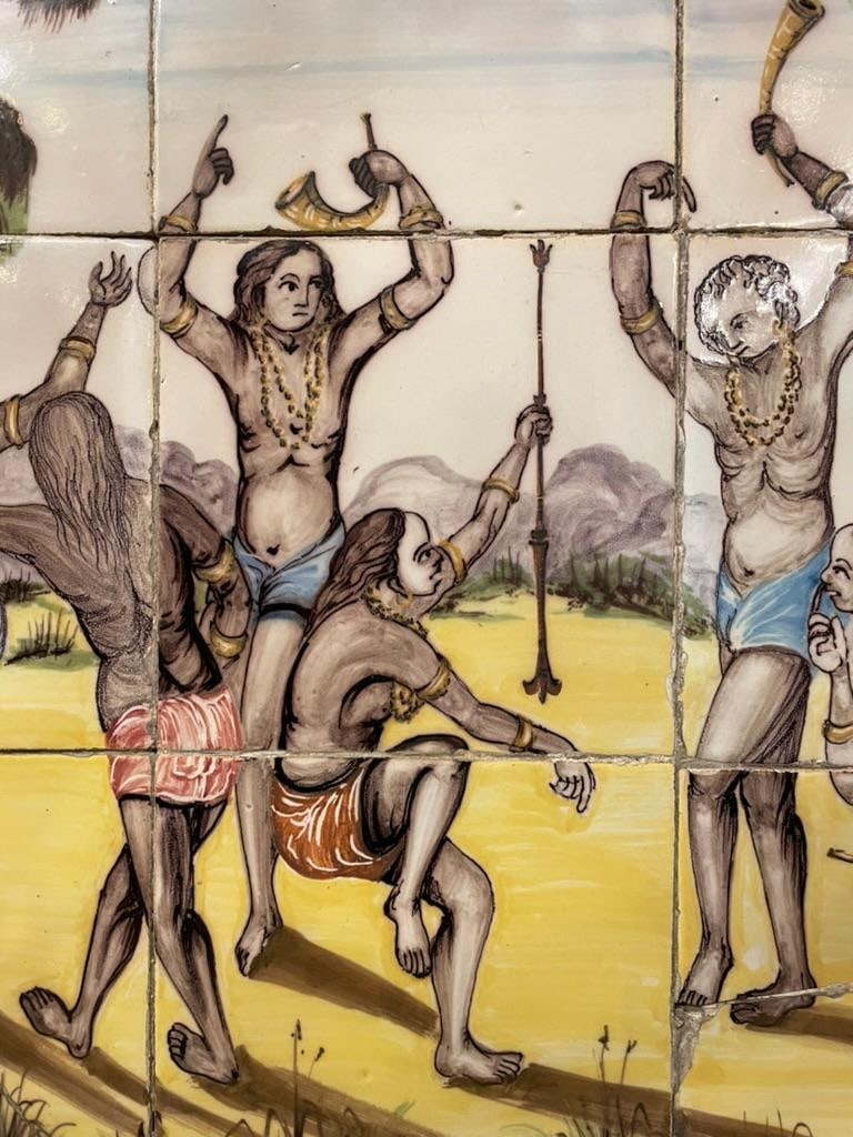 18th/19th Century Portuguese Tile Painting of Native Americans - 2