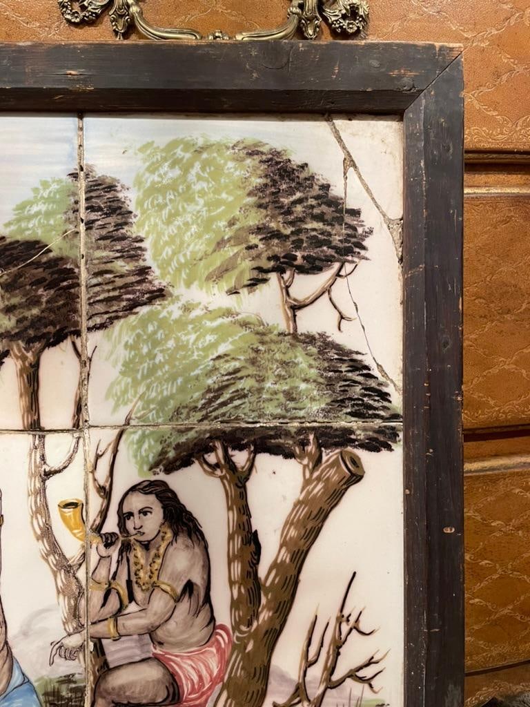 18th/19th Century Portuguese Tile Painting of Native Americans - 8