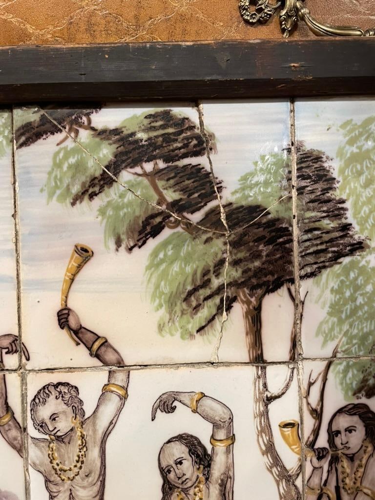 18th/19th Century Portuguese Tile Painting of Native Americans - 9