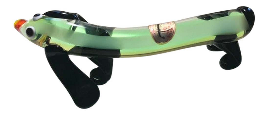 Vintage Venetian Glass Dog: This vintage green Venetian dog is flawless and stunning. It is 7" long and has its original tag. A true collector's piece. Condition: Alterations: Original Condition Unaltered Imperfections: Some Imp