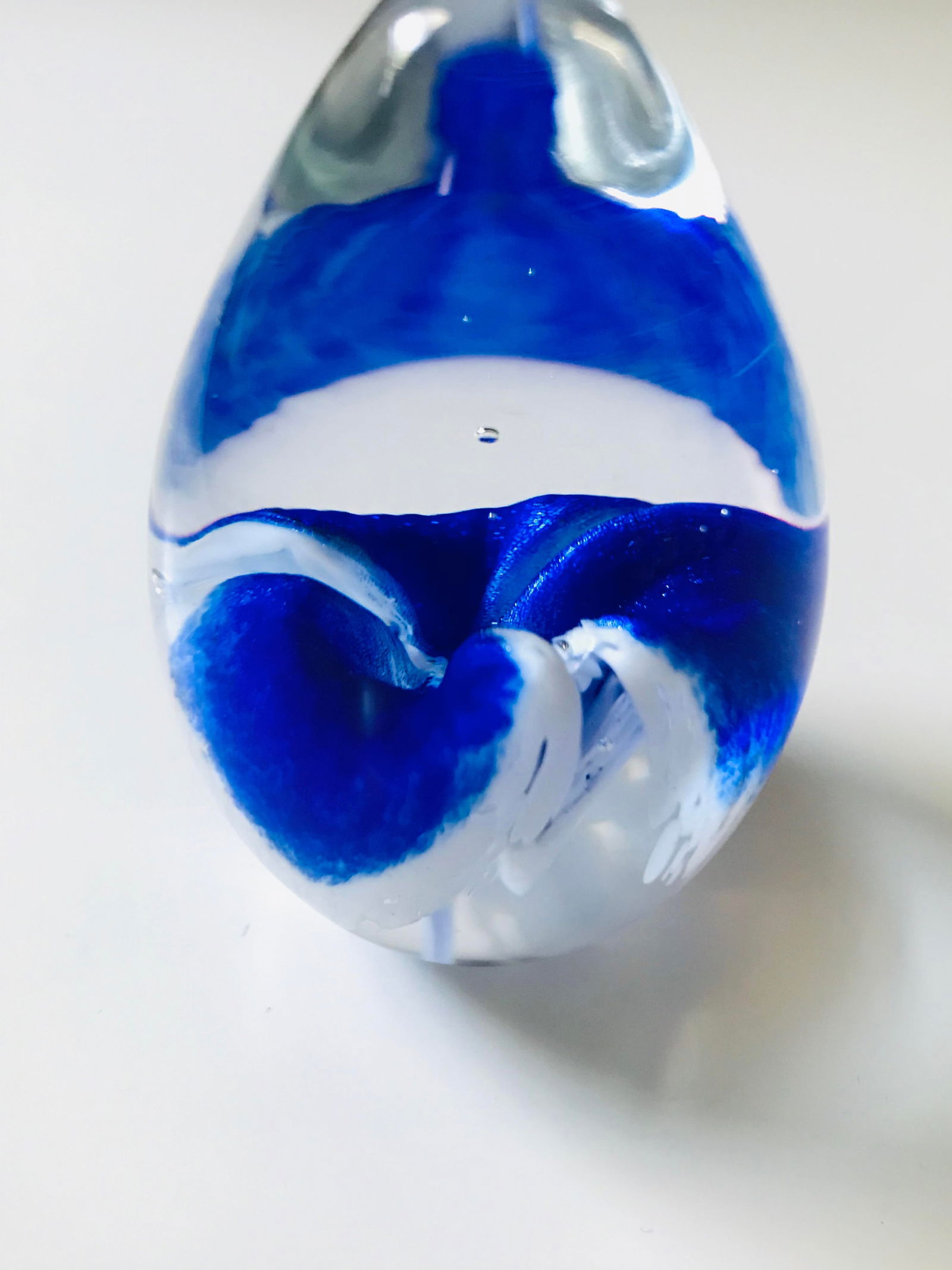 Ges 99 Blue Floral Glass Egg Paperweight - 4