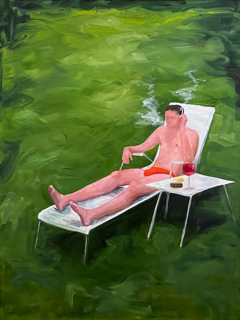 Another Day Off by Kory Alexander, Contemporary Painting: Using the striking imagery that is abundant in the California landscape, queer artist Kory Alexander creates dreamy paintings that are flooded with vibrancy and movement. Kory considers himself a natu