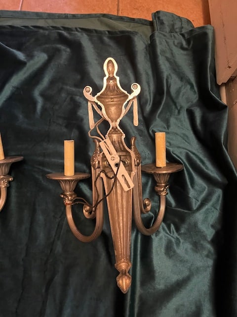 Set of 4 Vintage Brushed Nickel Neoclassical Sconces - 10