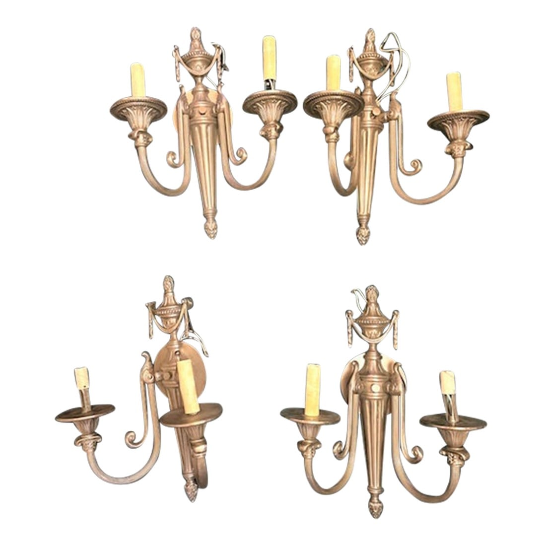 Set of 4 Vintage Brushed Nickel Neoclassical Sconces (1 of 12)