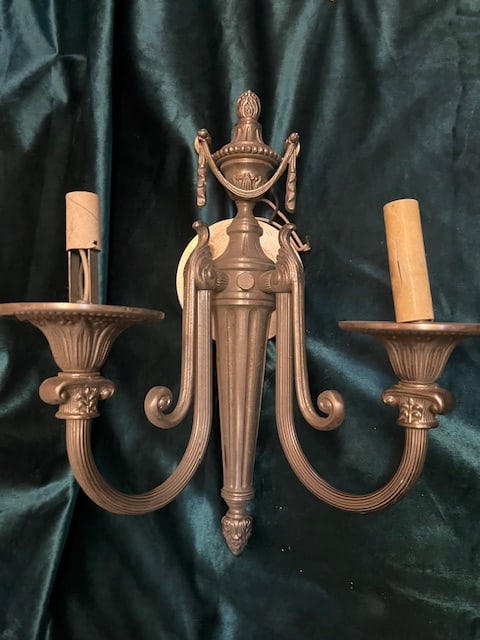 Set of 4 Vintage Brushed Nickel Neoclassical Sconces - 2