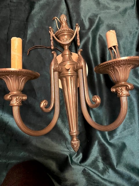 Set of 4 Vintage Brushed Nickel Neoclassical Sconces - 3