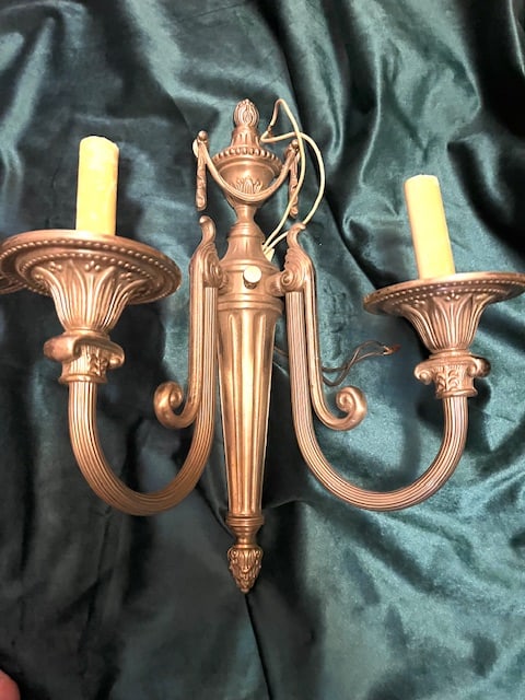 Set of 4 Vintage Brushed Nickel Neoclassical Sconces - 4