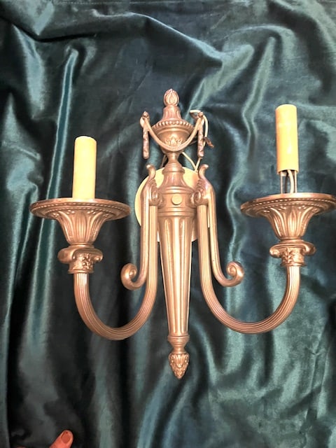 Set of 4 Vintage Brushed Nickel Neoclassical Sconces - 5