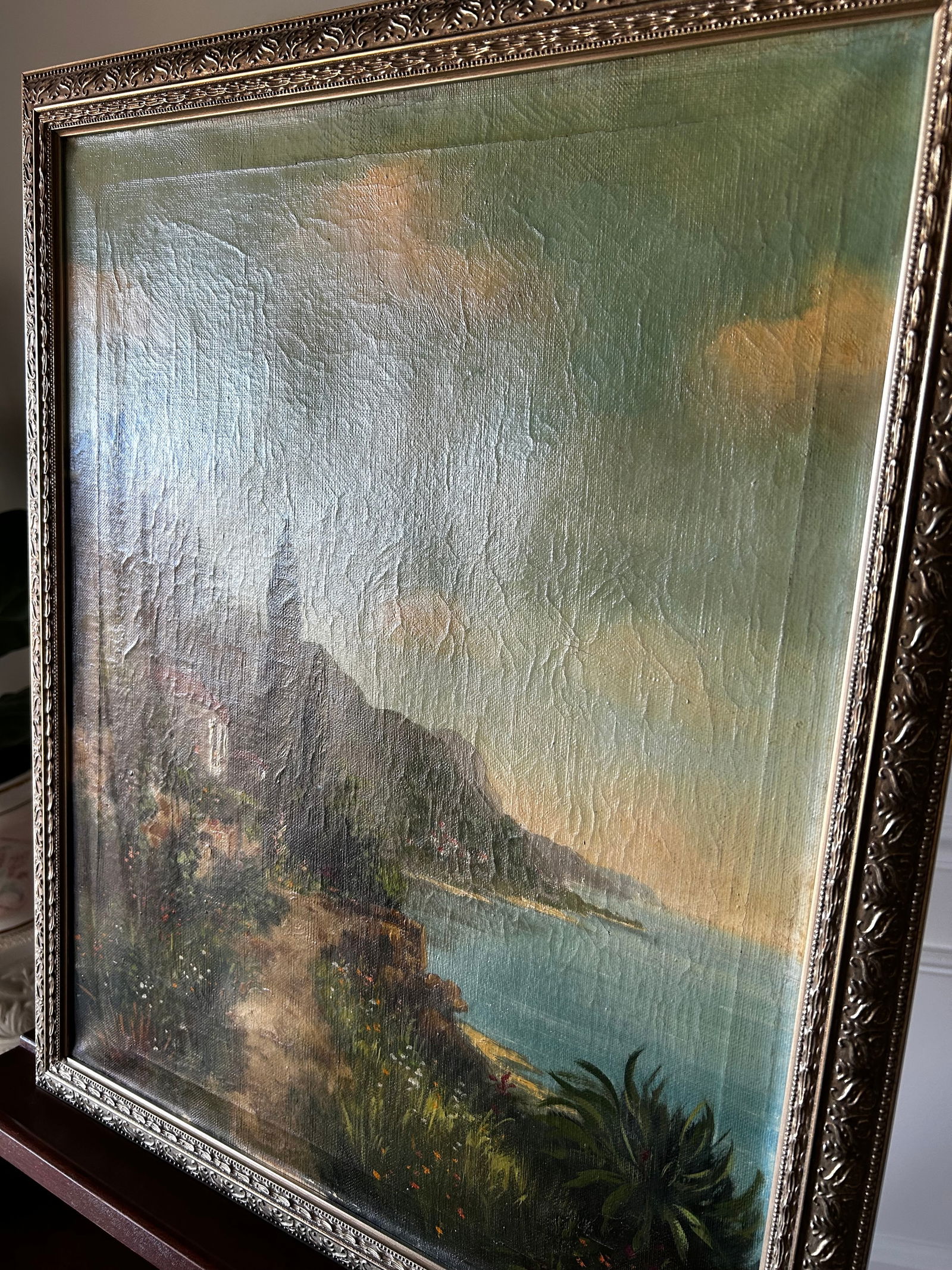 Antique Original Oil Painting on Canvas, Italian/Amalfi Sea - 5