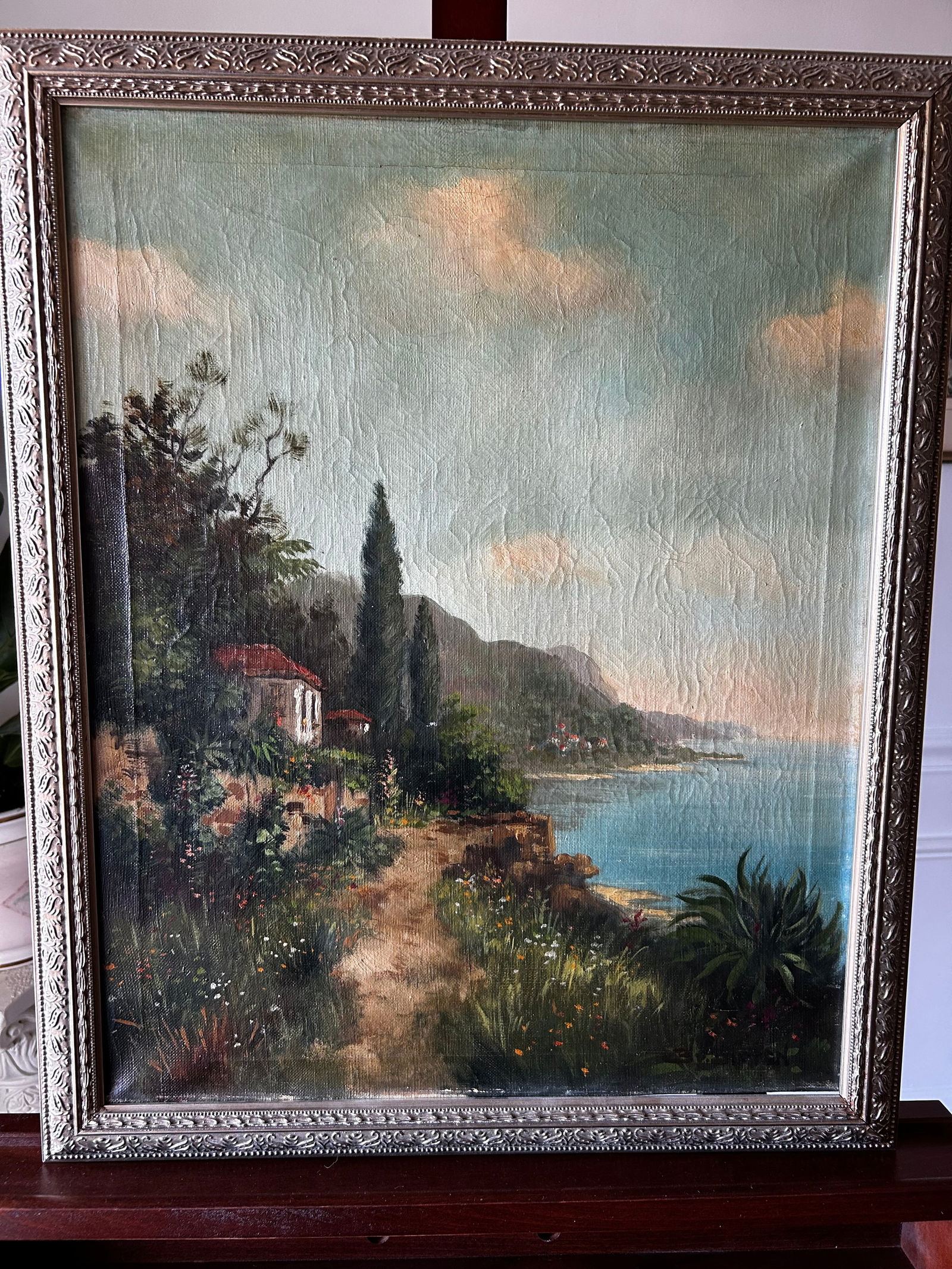 Antique Original Oil Painting on Canvas, Italian/Amalfi Sea - 9