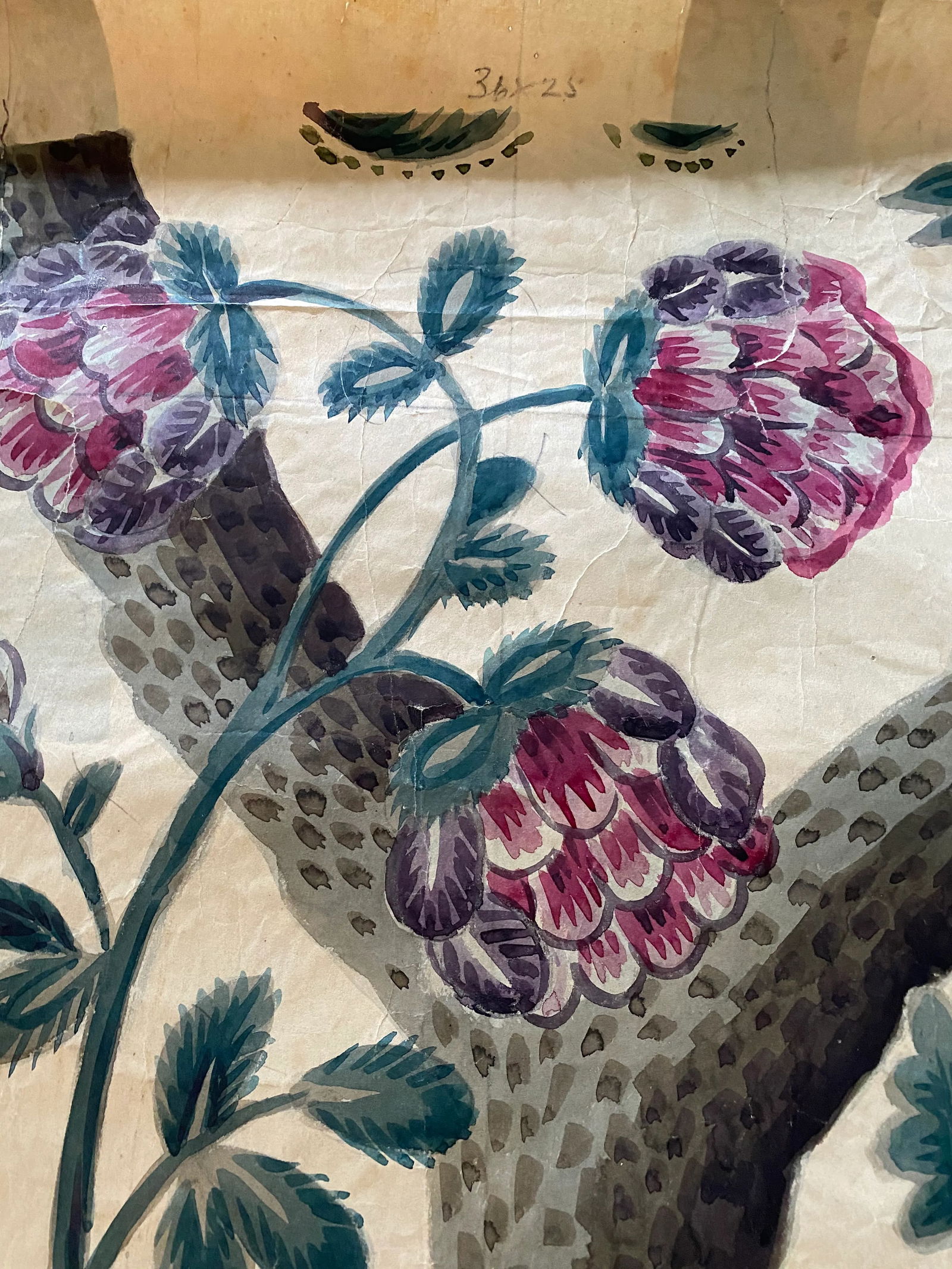 Antique Jacobean Flowers & Birds Wallpaper Artists' Rendering - 10