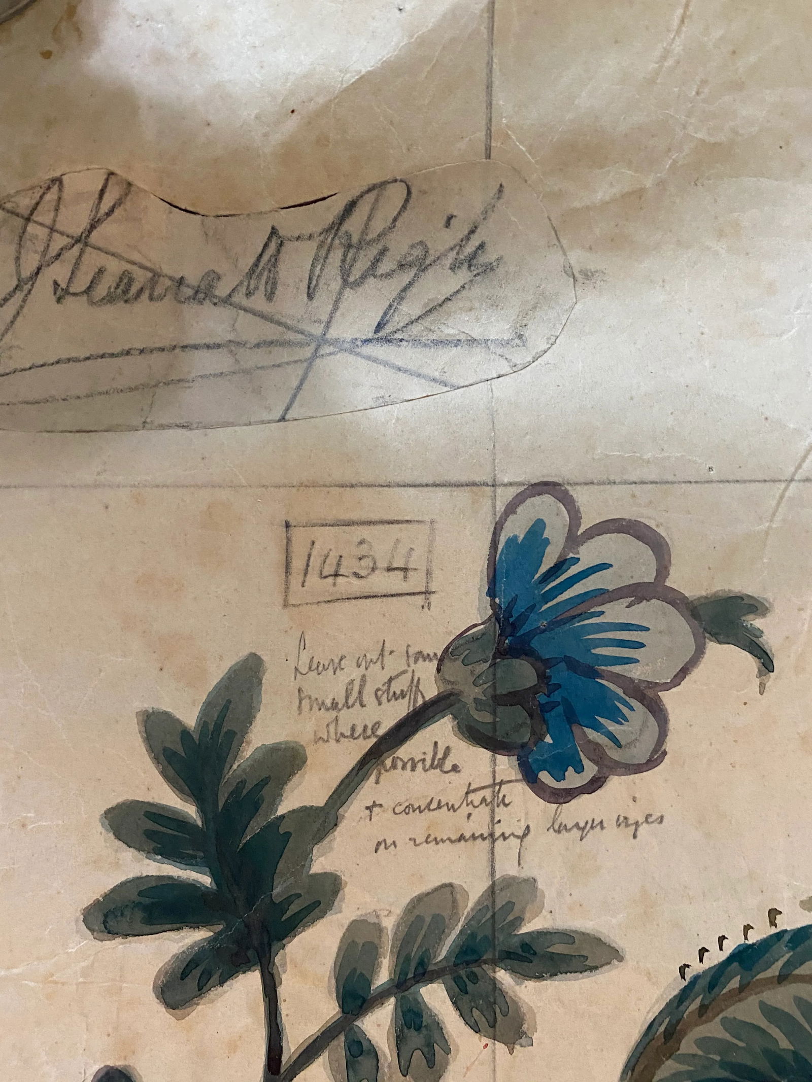 Antique Jacobean Flowers & Birds Wallpaper Artists' Rendering - 5