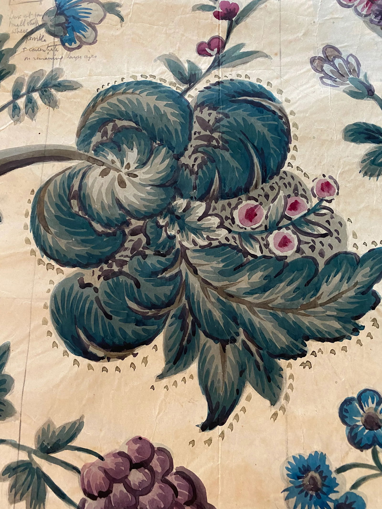 Antique Jacobean Flowers & Birds Wallpaper Artists' Rendering - 8