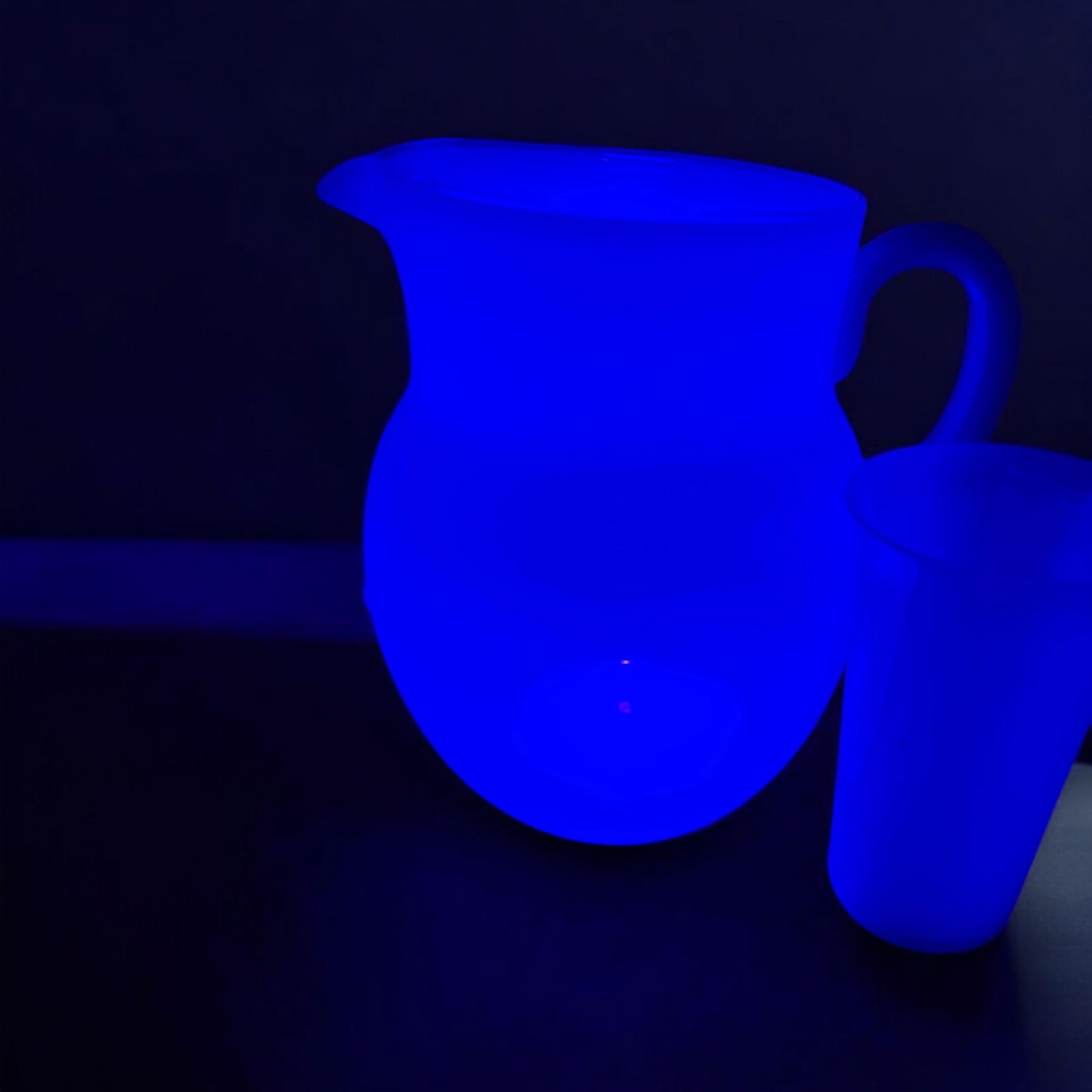 Antique 1920s Fry Foval Cobalt Blue Art Deco Opalescent Lemonade Set-5 Pieces - 4