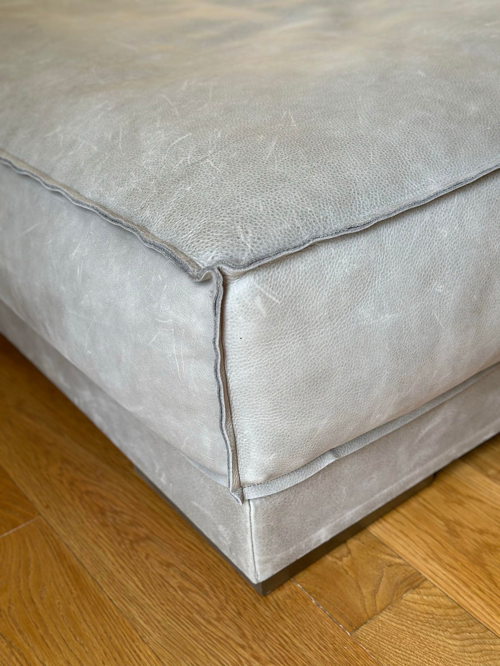 Pair of Paola Navone Baxter Italy Soft Leather Ottomans - 4