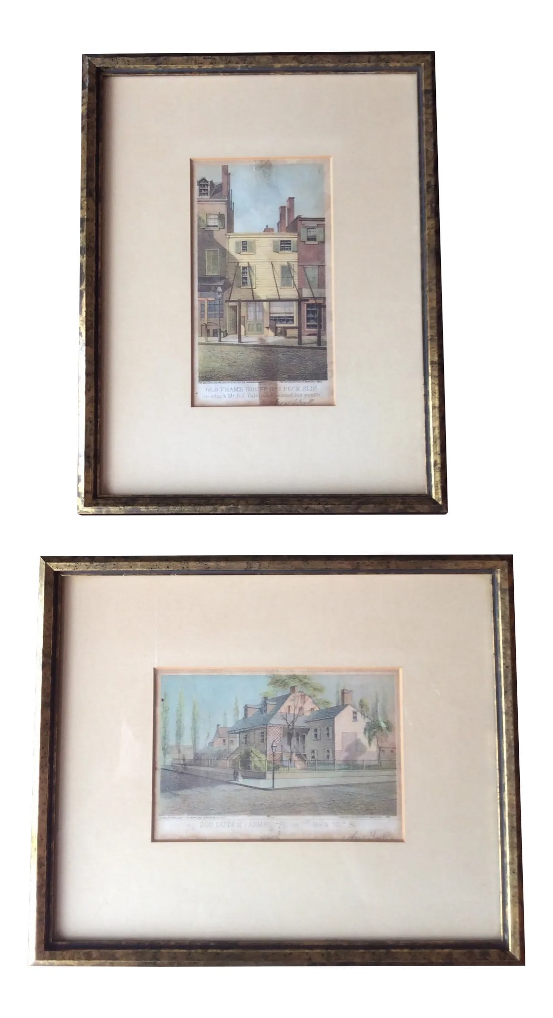 Vintage Architectural Hand Colored Etchings - a Pair: A pair of stunning architectural hand painted etchings. Appears to be New York City architecture from the late 19th Century. Each provides a description of the building, among other identifying inform
