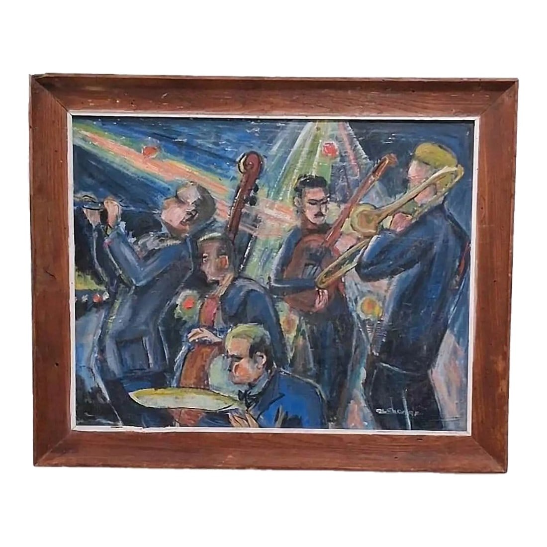 Bill Olendorf Abstract Expressionist Oil Painting on Board "Jazz Club" 1973 (1 of 11)