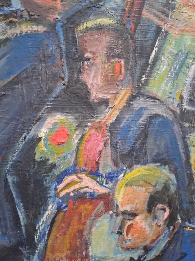 Bill Olendorf Abstract Expressionist Oil Painting on Board "Jazz Club" 1973 - 5