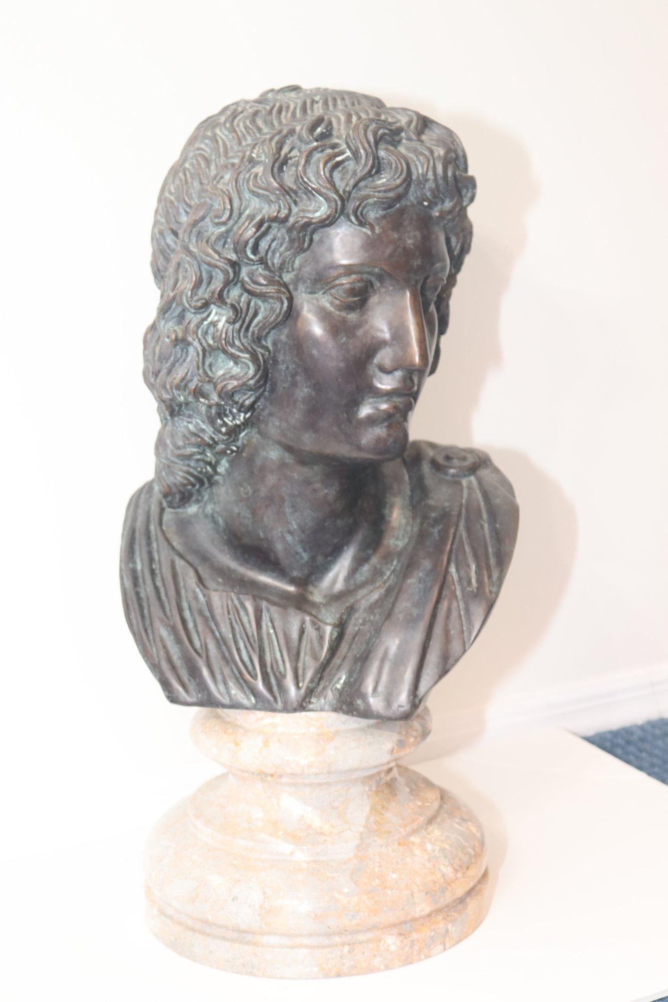 Vintage Bronze Bust on Marble Base - 2