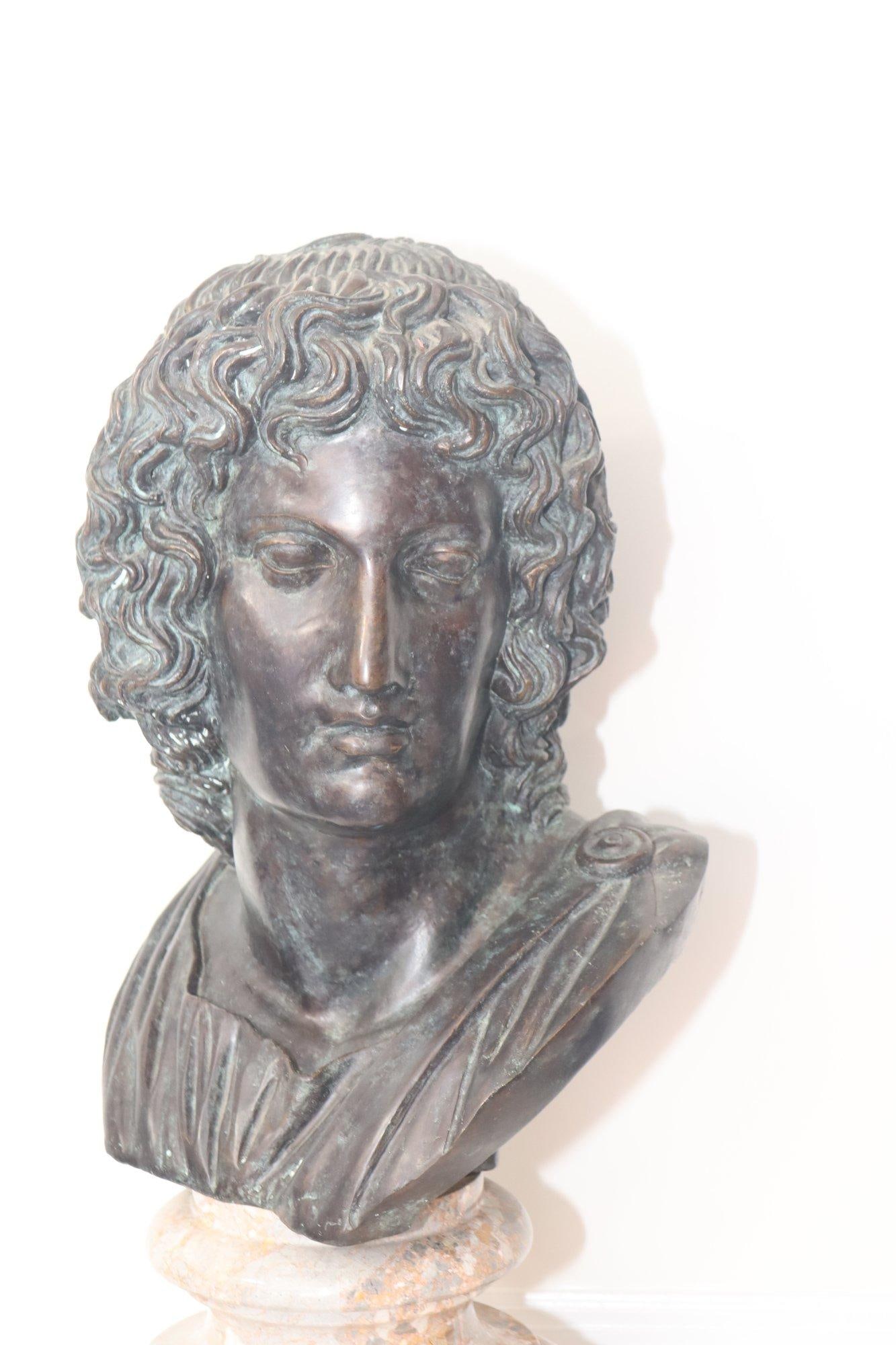 Vintage Bronze Bust on Marble Base - 4