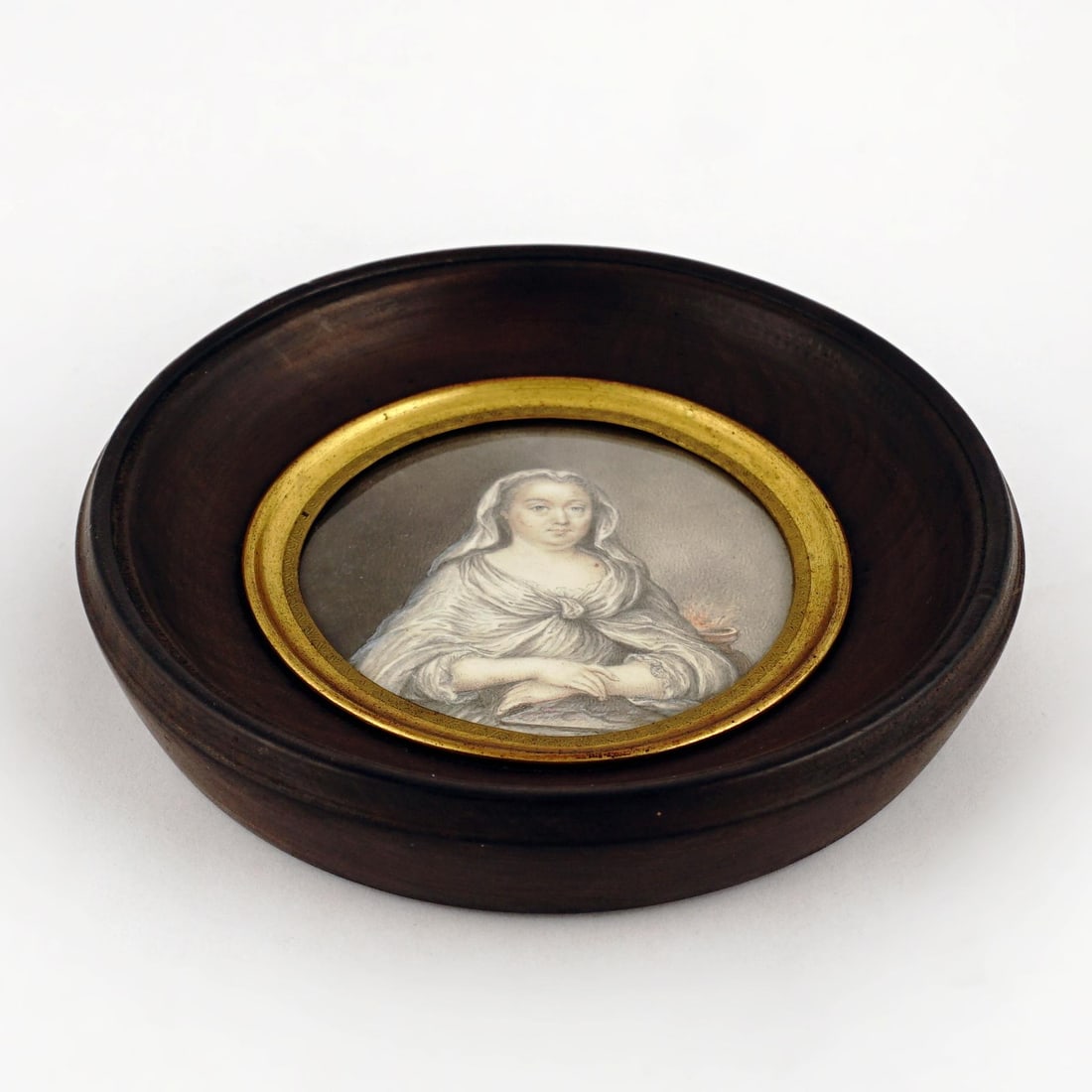 Antique French Miniature Portrait Portrait of a Lady as a Vestal Virgin - 4