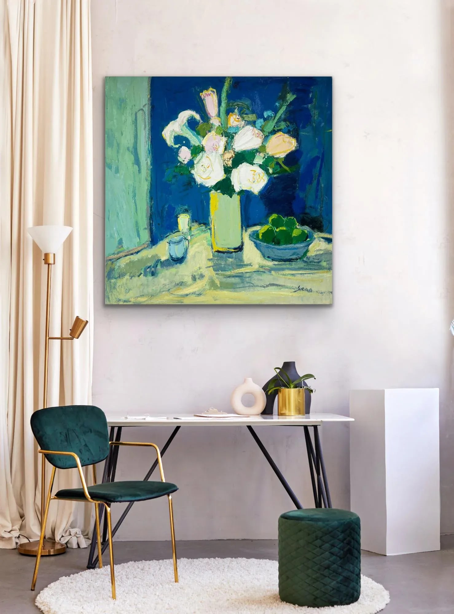 Contemporary Impressionist Floral Oil Painting on Canvas, 48" X 48" - 3