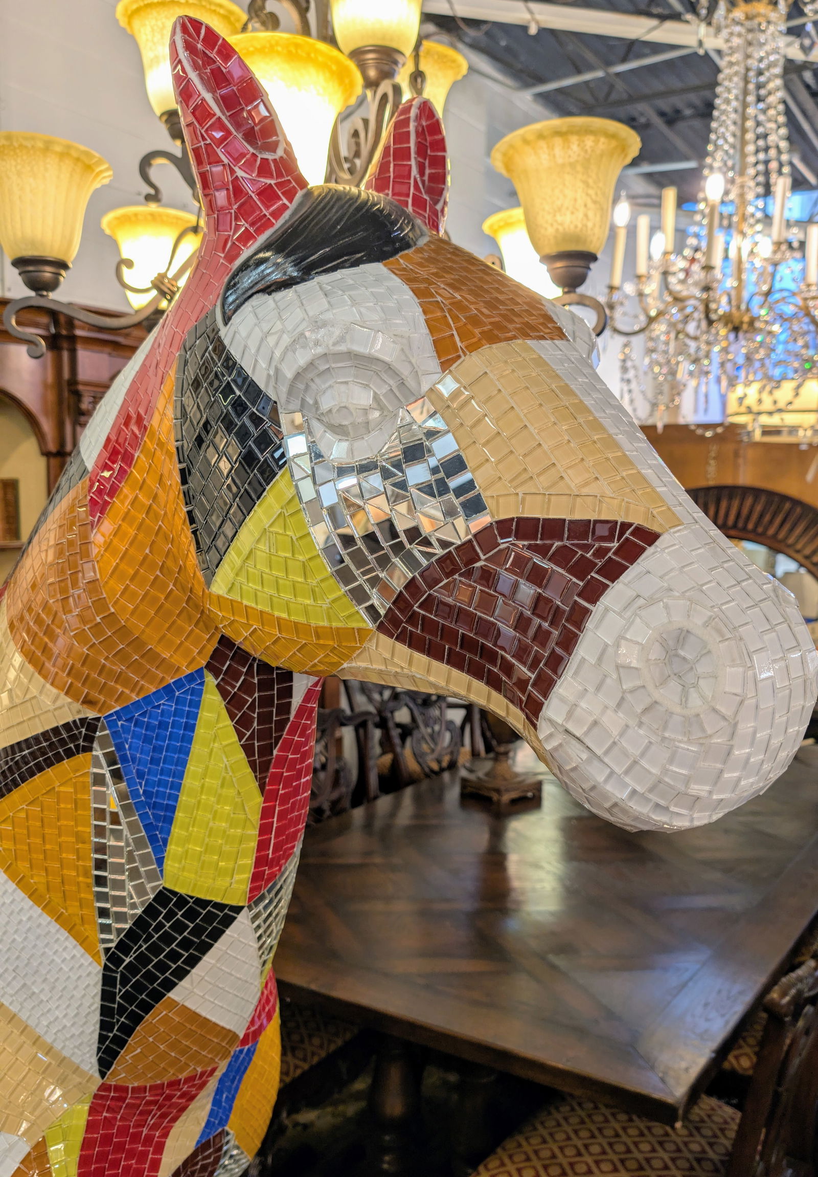 Life-Size Mosaic Tiled Multi-Colored Horse - 3