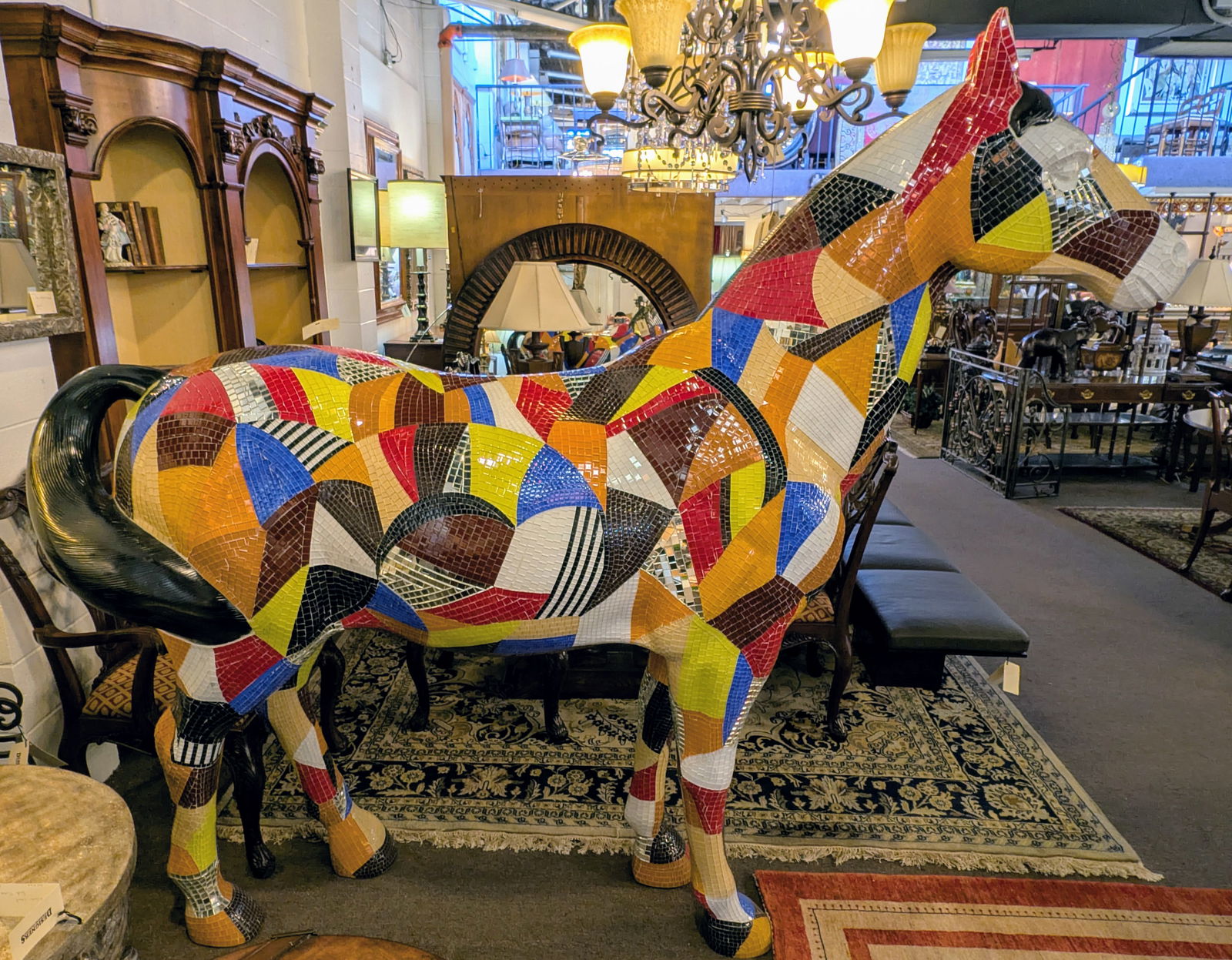 Life-Size Mosaic Tiled Multi-Colored Horse - 9
