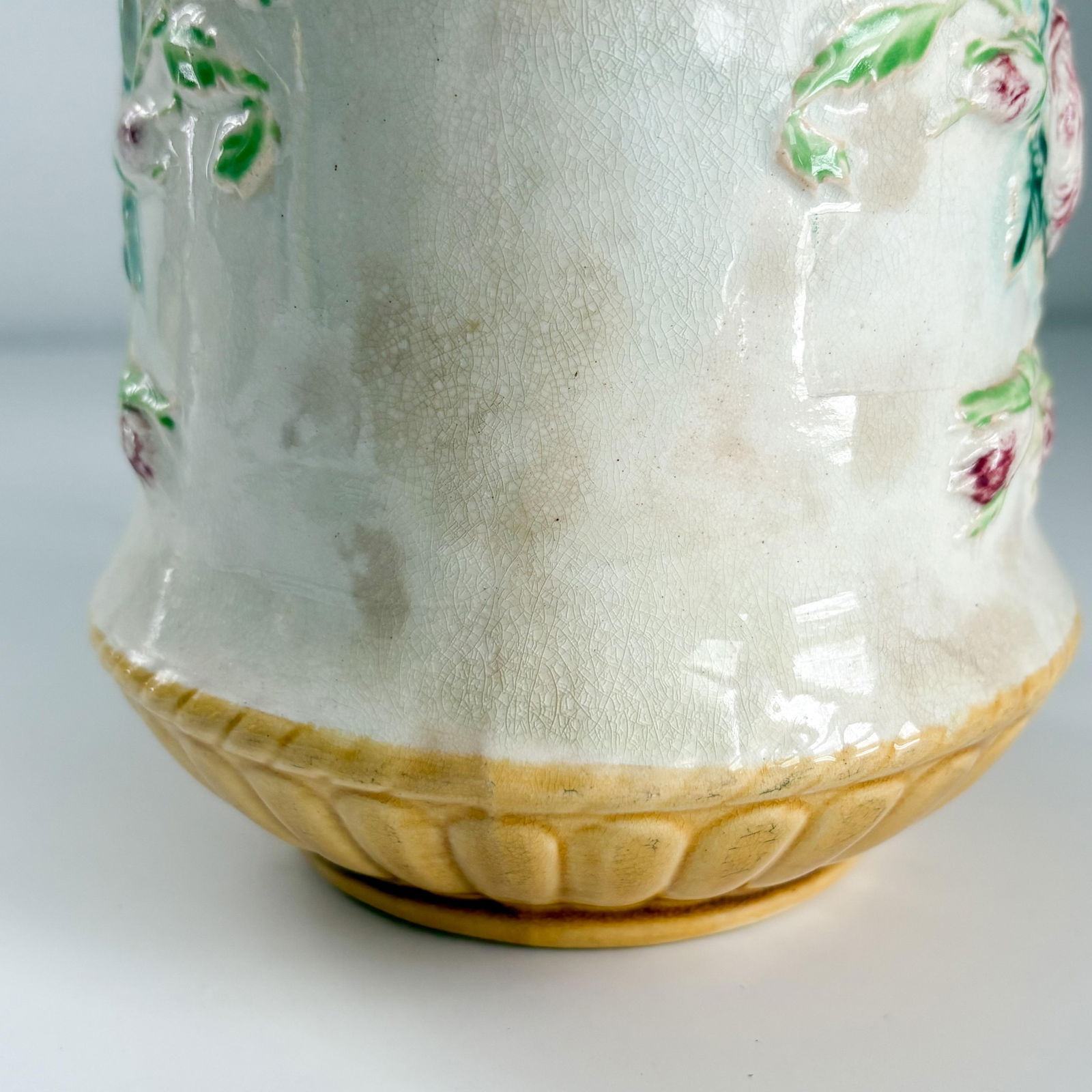 Antique English Rose Majolica Pitcher - 7