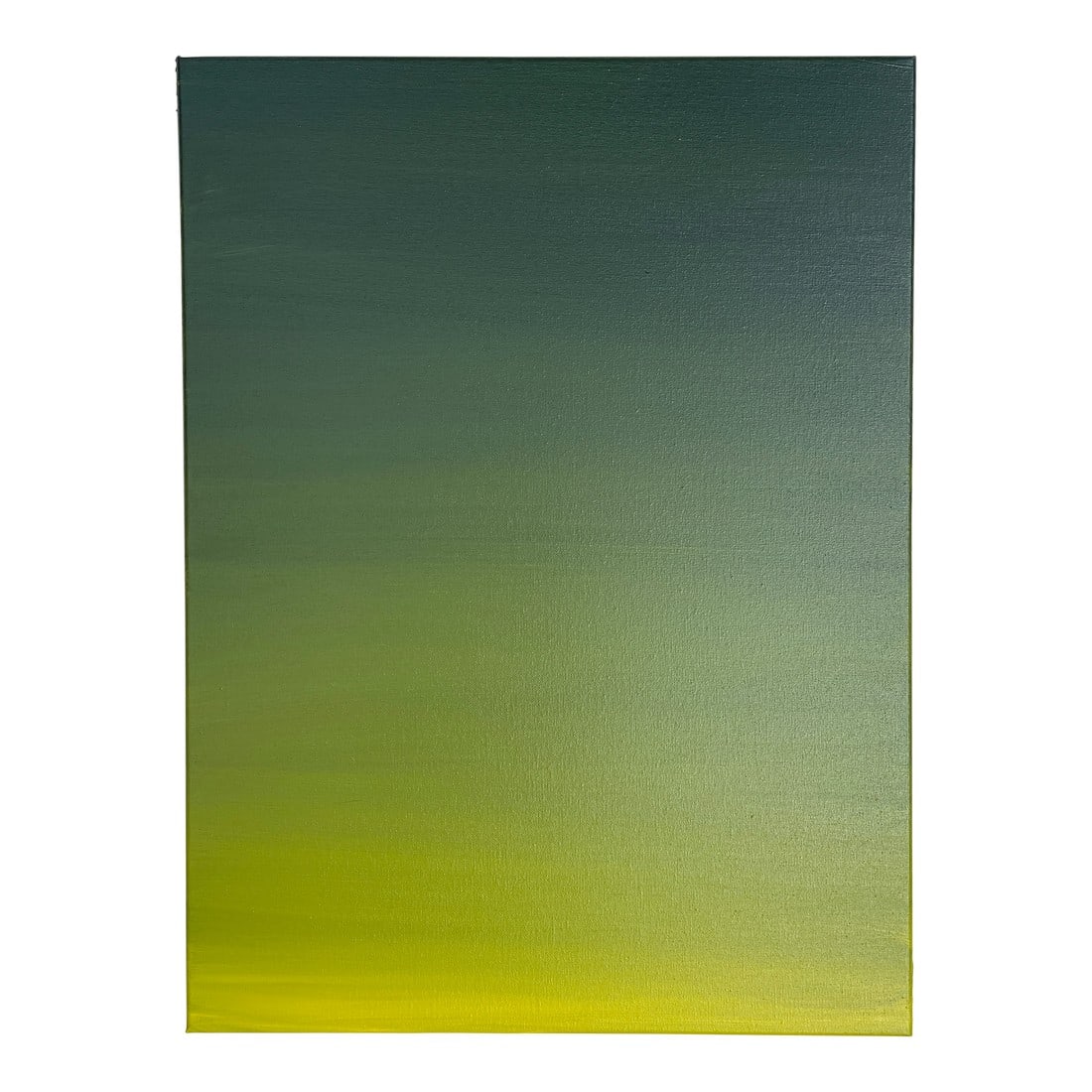 Original Contemporary Minimalist Green Landscape Gradient Abstract Painting: An original acrylic painting on stretched canvas, showcasing a vibrant gradient that transitions from deep green to golden hues. This contemporary artwork maintains its handcrafted charm through visib