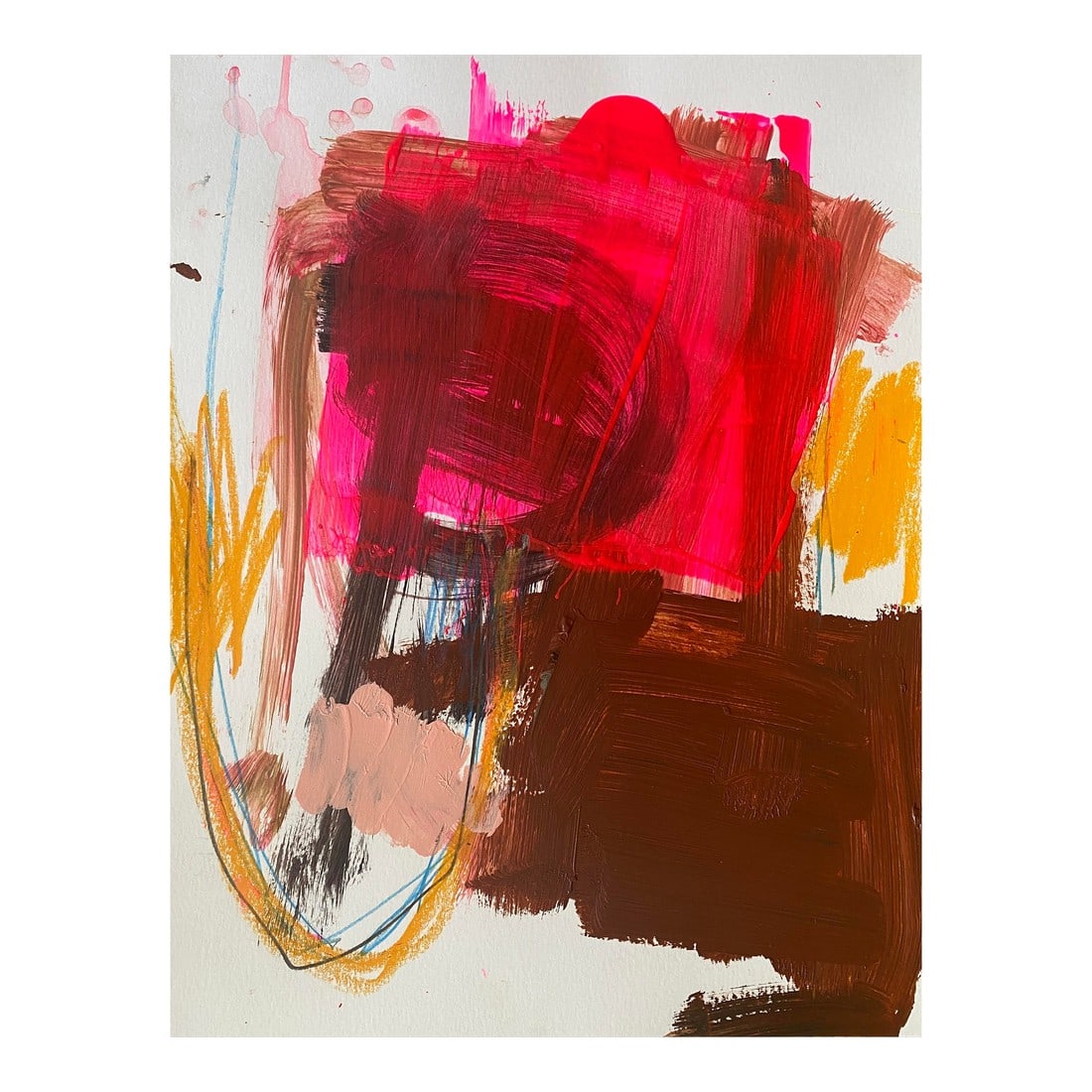 Sarah Trundle, Contemporary Abstract Painting on Paper, "An Understatement": Acrylic and pencil on paper, 14 x 11. Condition: Imperfections: No Imperfections Dimensions: Height: 14 in. Width: 11 in. Depth: 0.1 in. Category: Paintings Origin: United States Creator: Artist: Sar