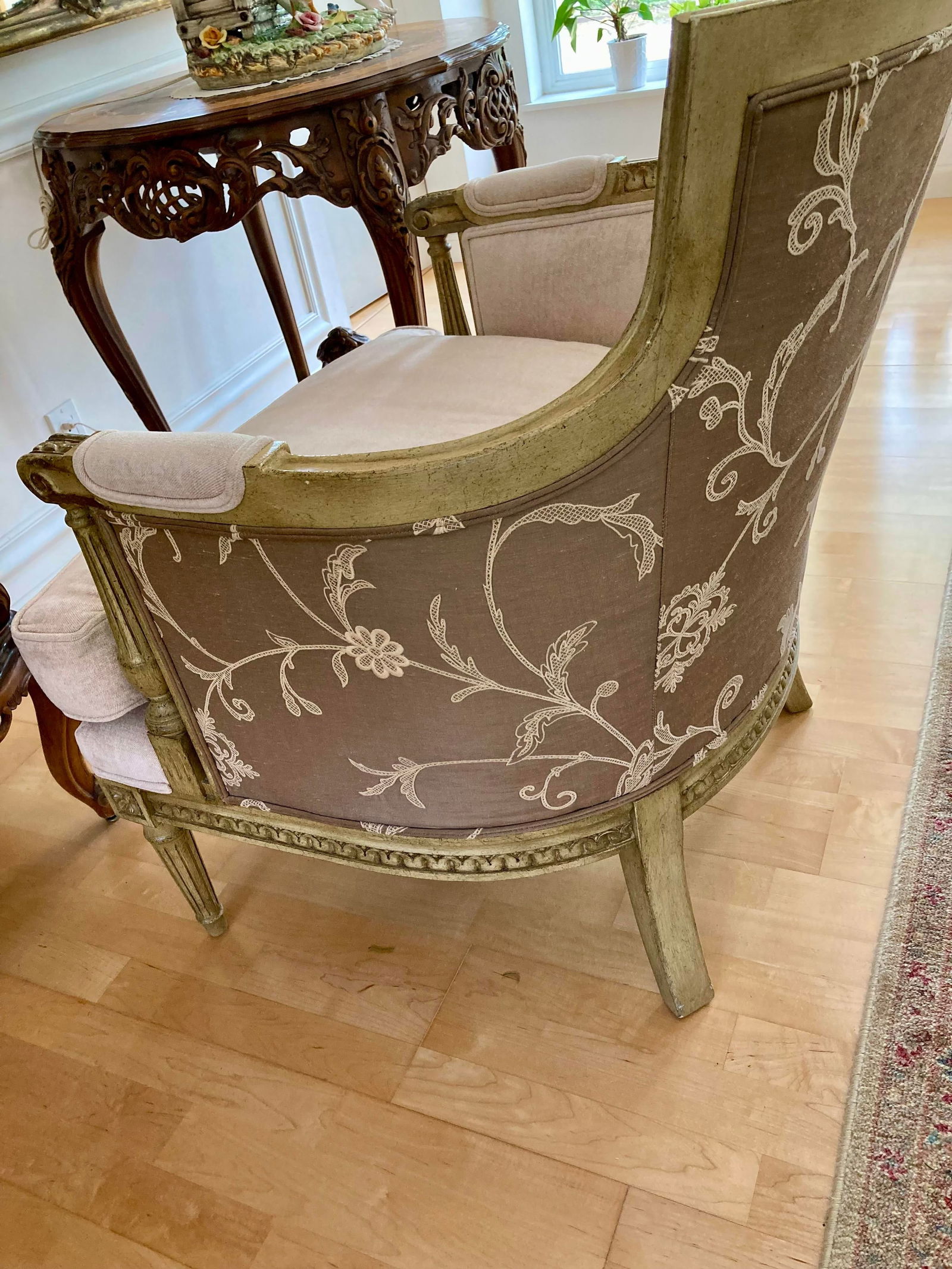 1980s Vintage Baker Furniture French Style Neoclassical Bergere Accent Chair - 5