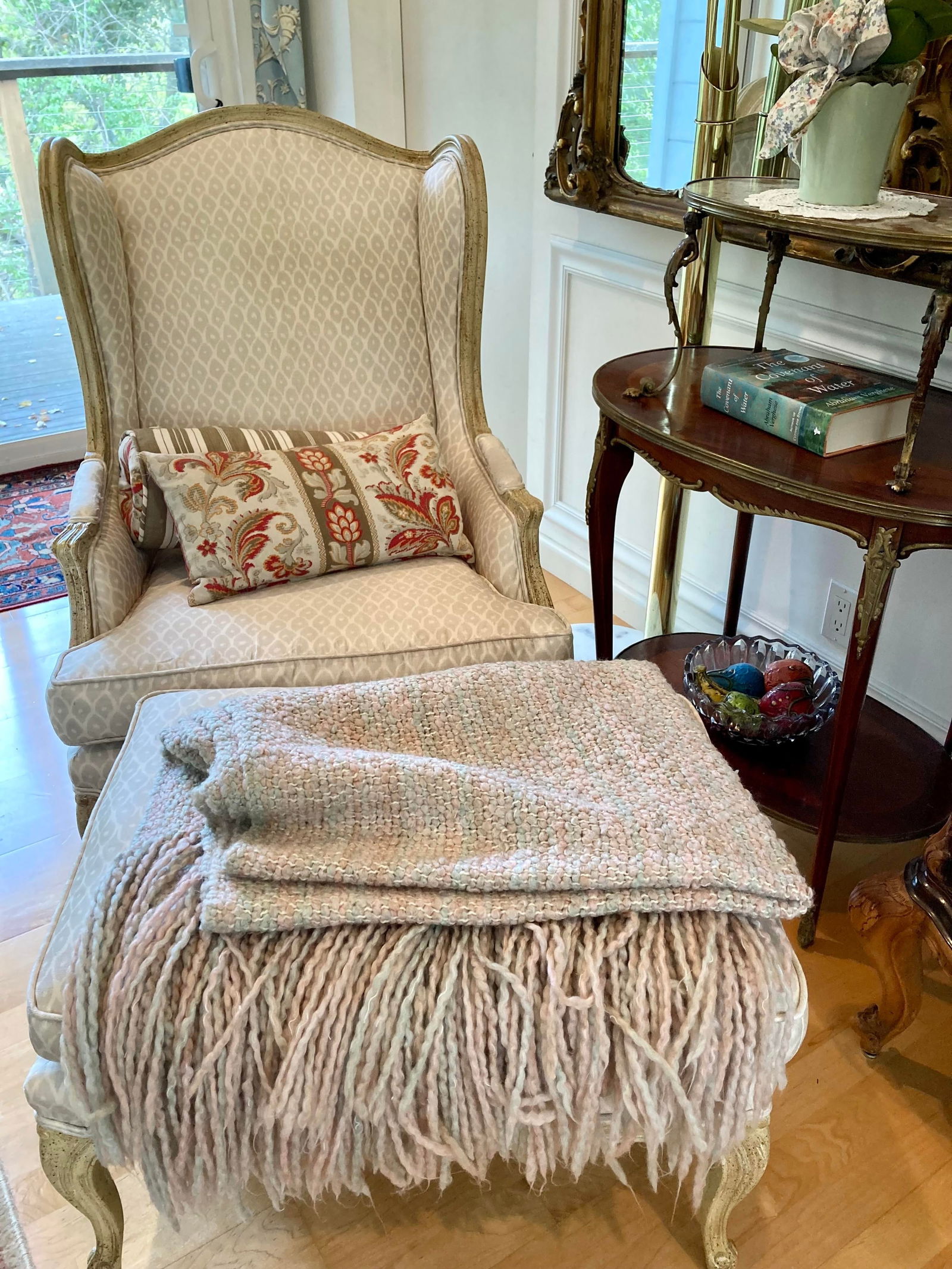 Vintage Baker French Style Wingback Chair and Ottoman - 10