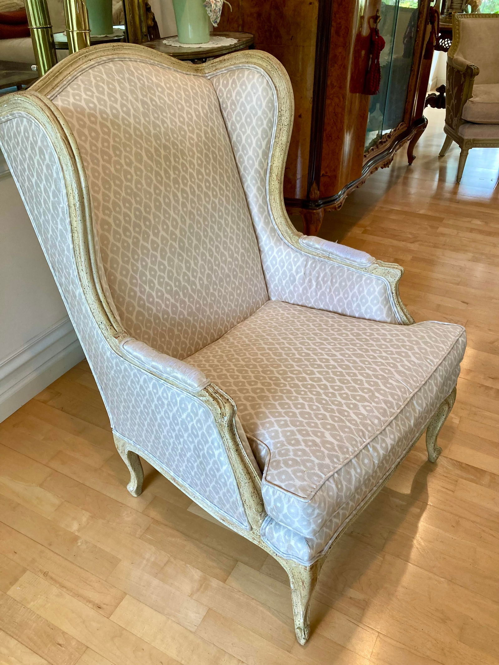 Vintage Baker French Style Wingback Chair and Ottoman - 3