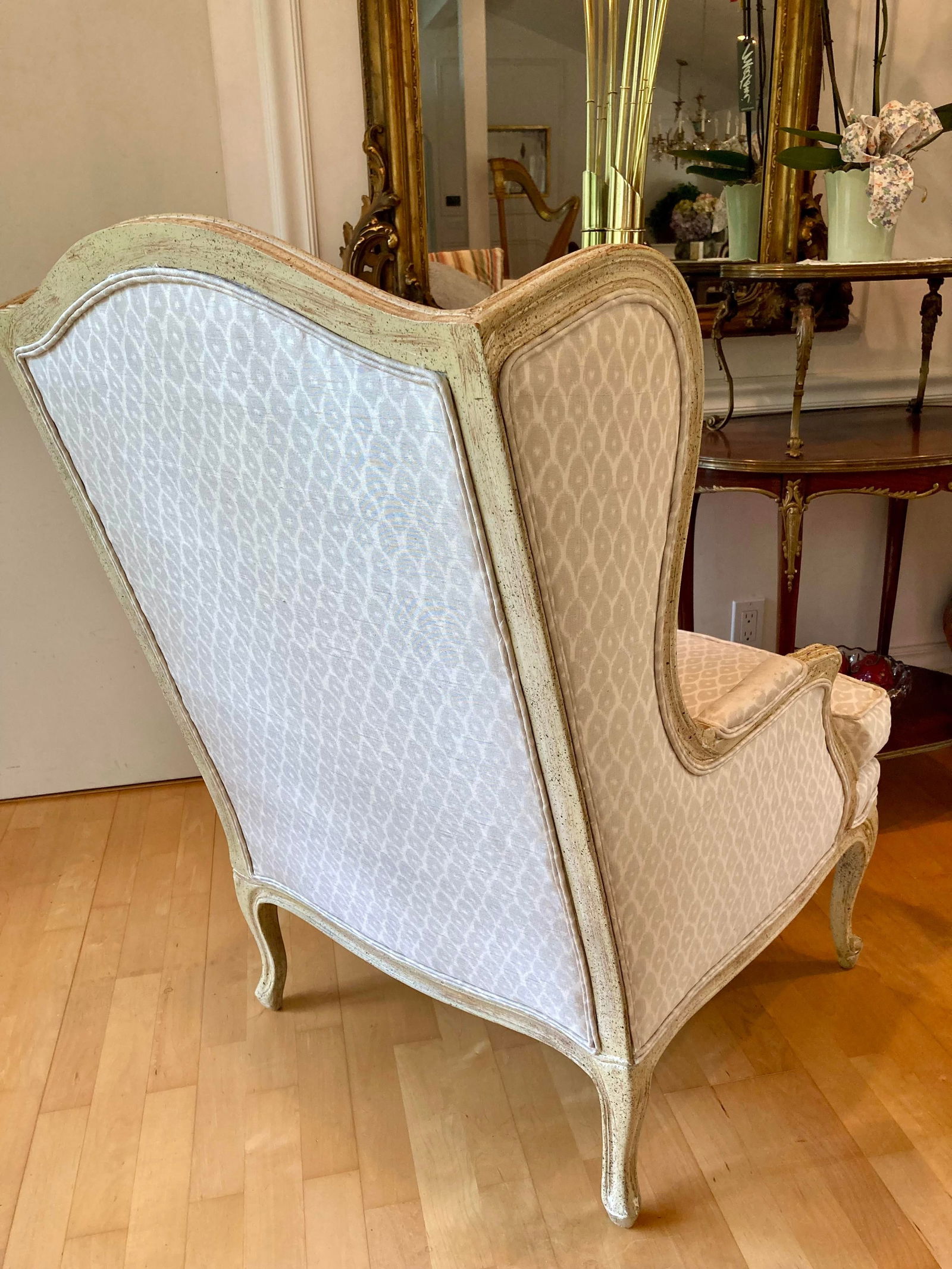 Vintage Baker French Style Wingback Chair and Ottoman - 5