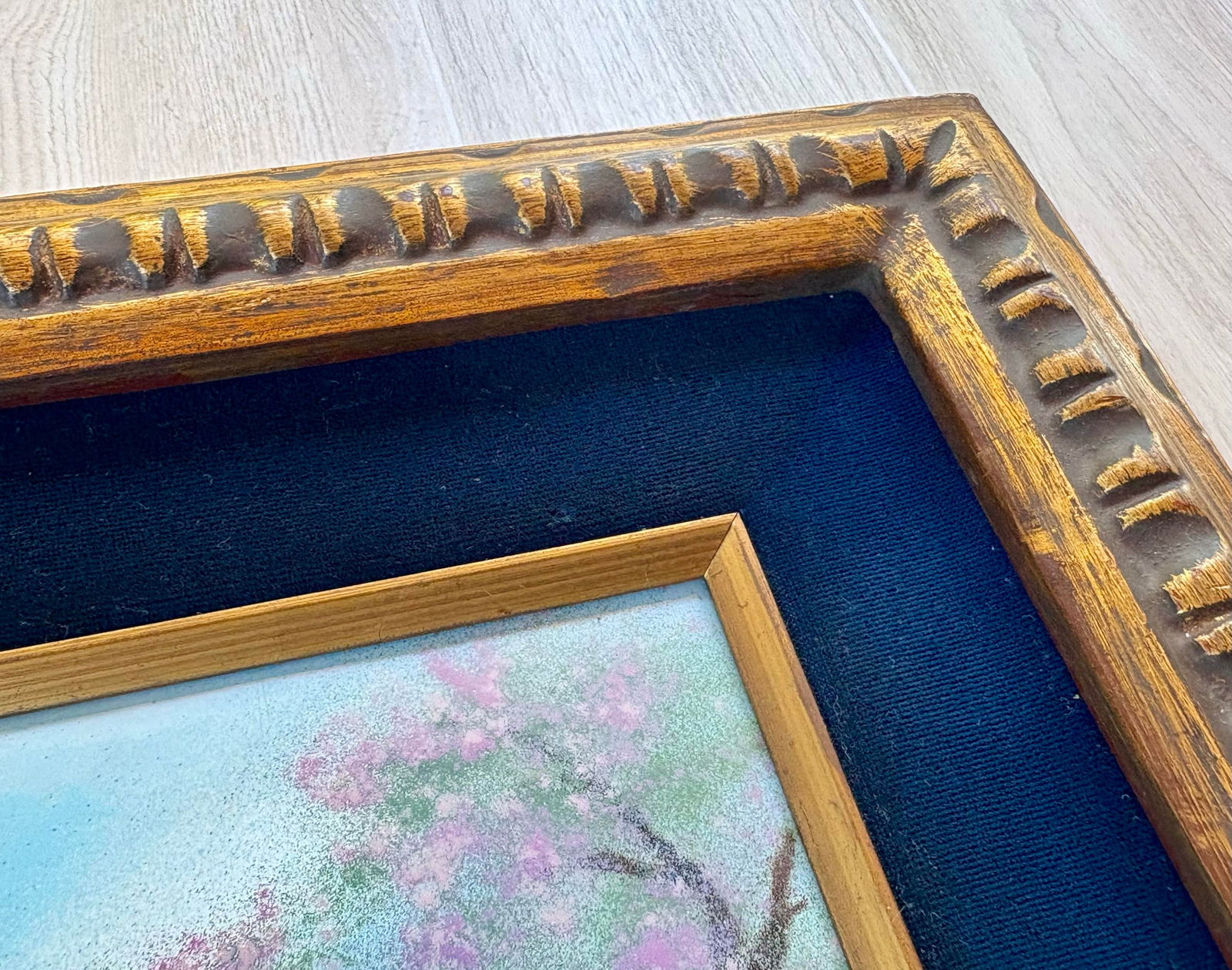 Art by J Polk Framed Enamel on Copper Impressionist Style Landscape Forest Trees Girl - 2