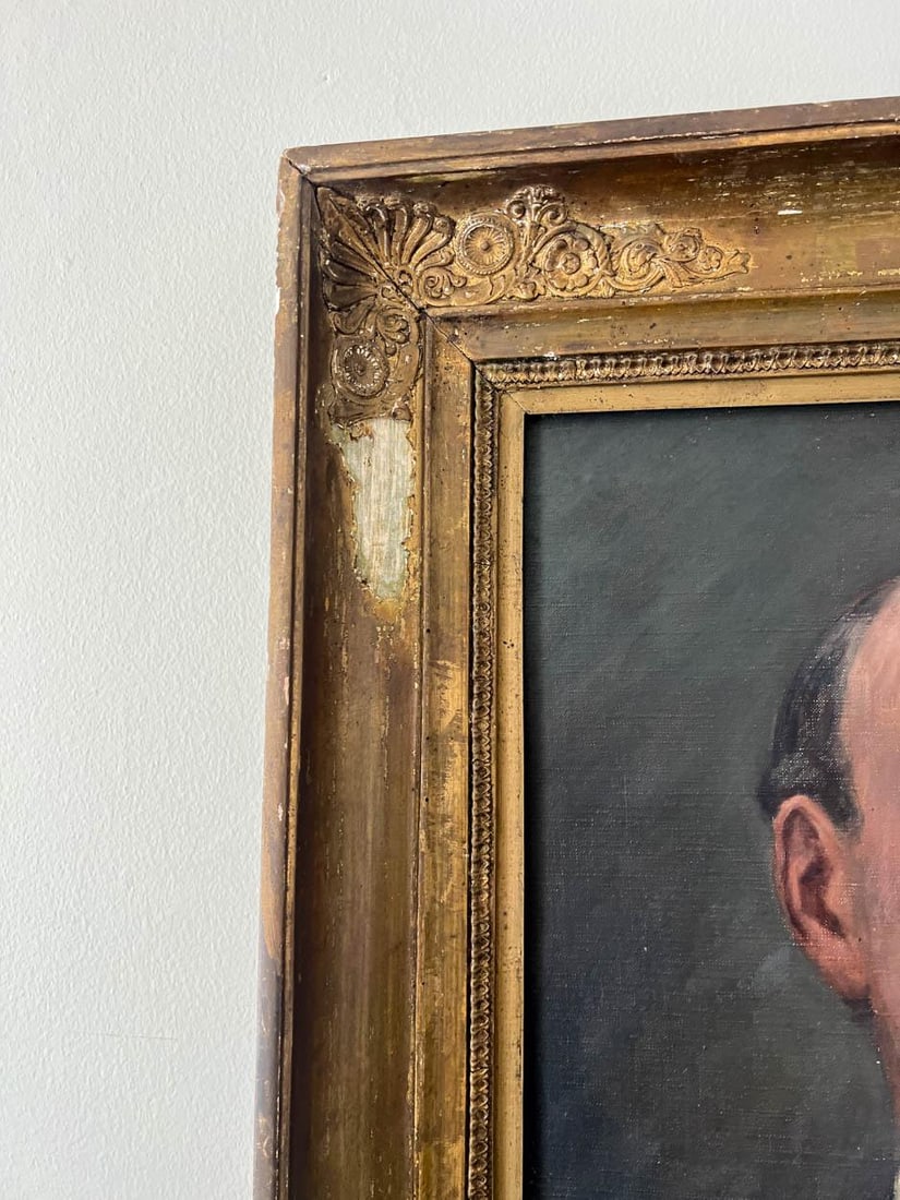 19th C. French Gentleman Portrait Oil Painting - 3