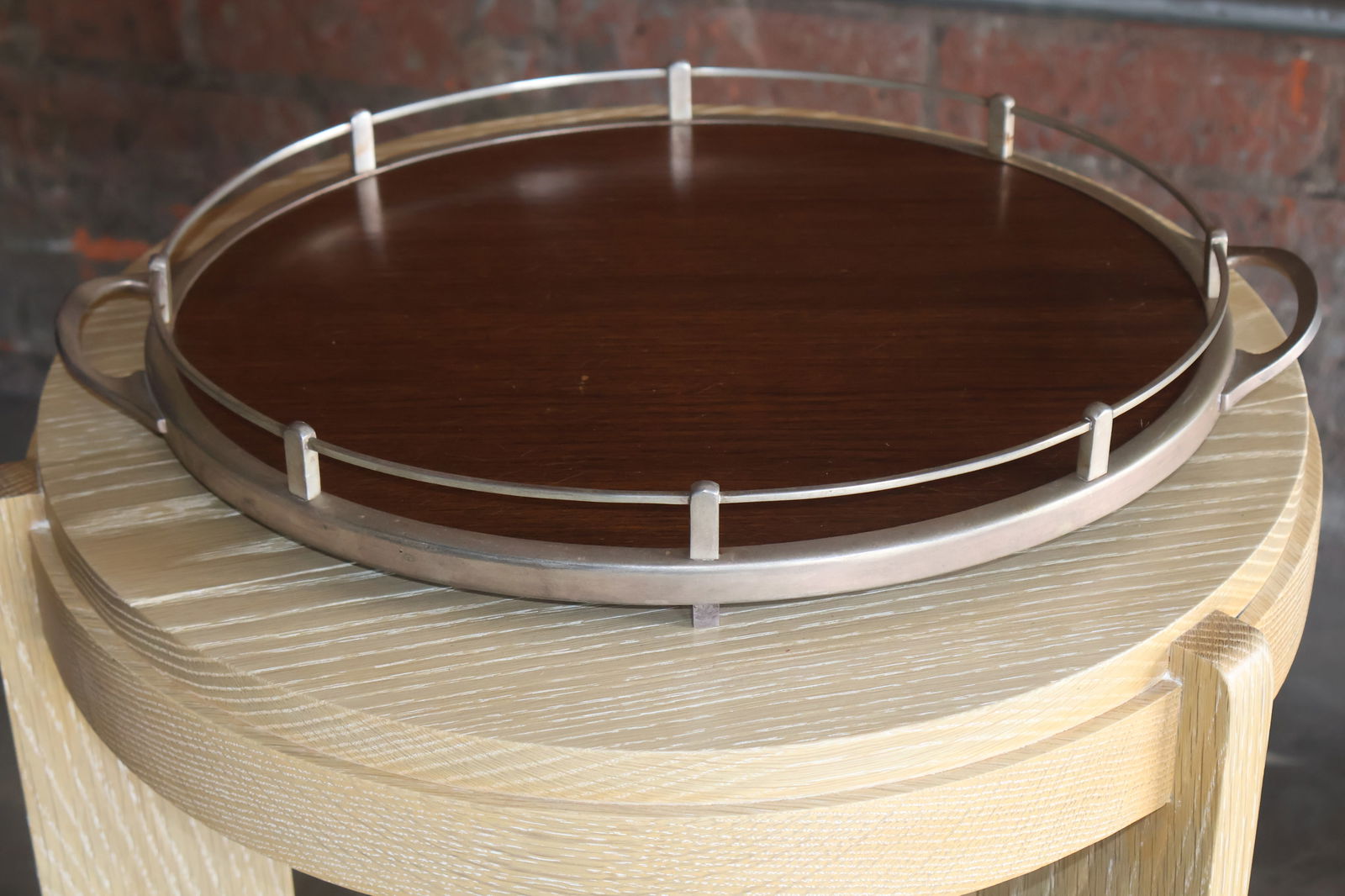 Vintage Walnut and Metal Bar Tray - 2