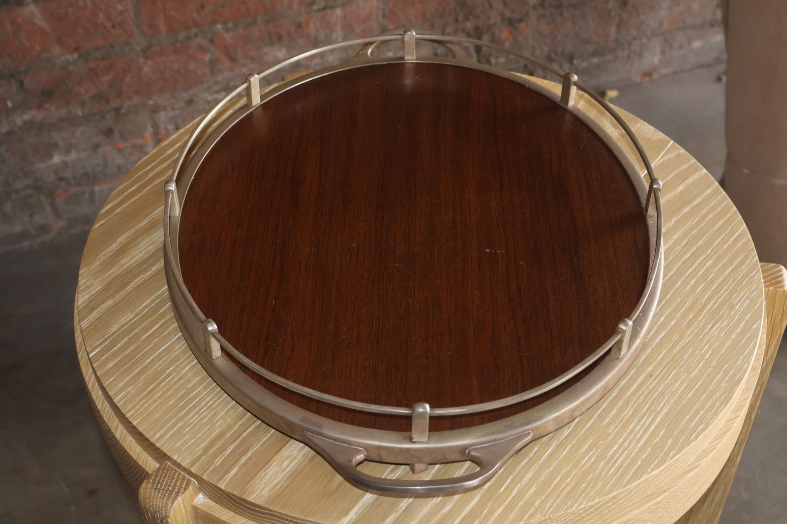 Vintage Walnut and Metal Bar Tray - 4