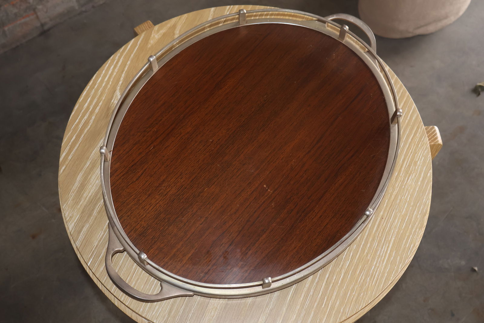 Vintage Walnut and Metal Bar Tray - 5