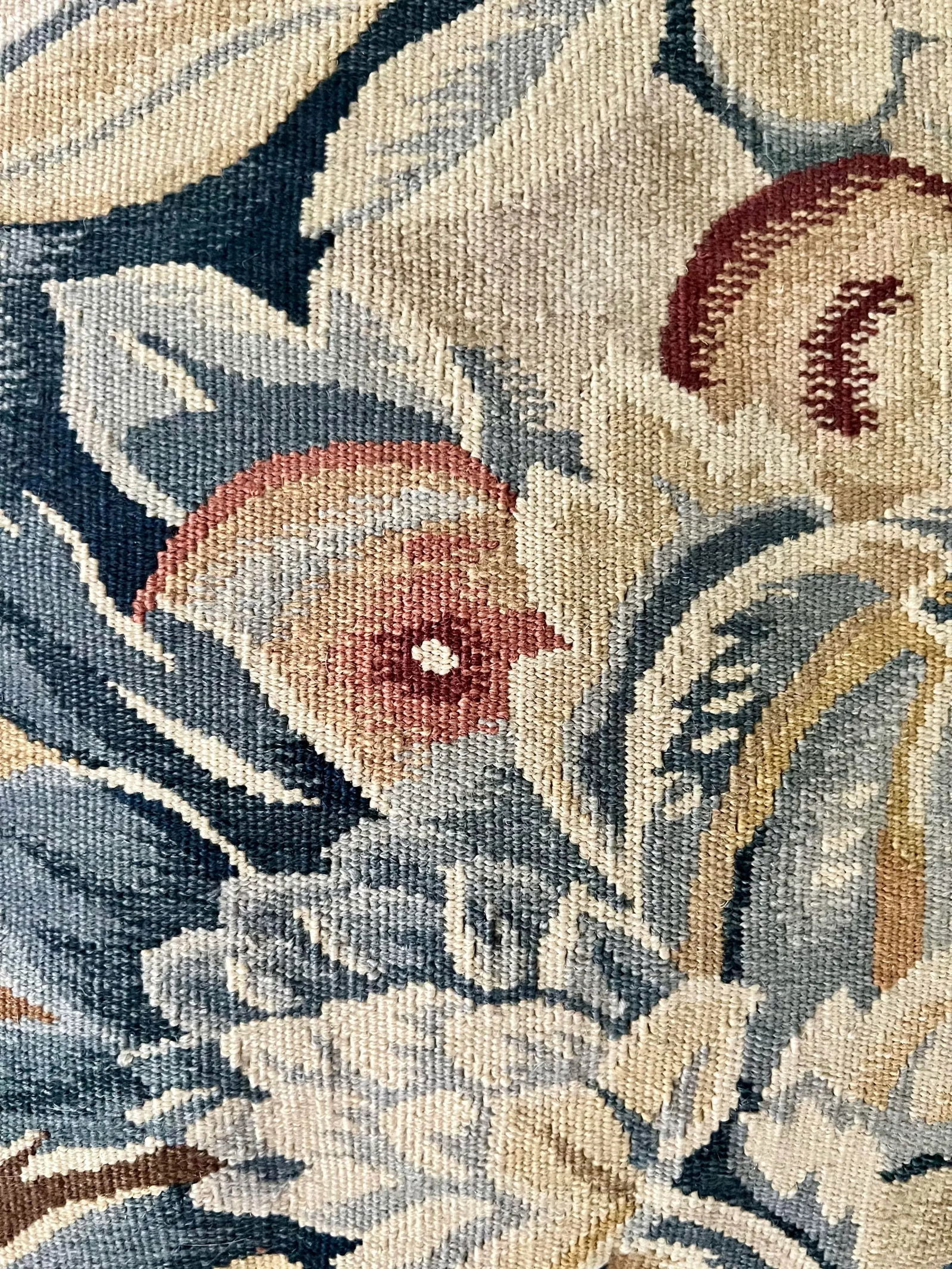 Early 20th Century Aubusson Tapestry Pillow With Cord and Pom Pom Trim - 2