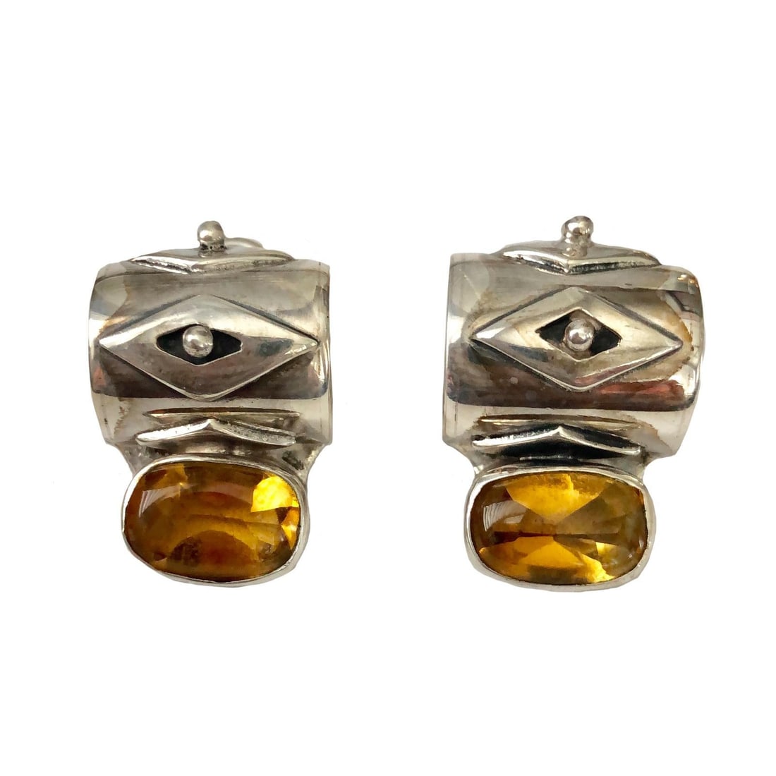 1990s Vintage DAC Sterling & Citrine Designer Earrings - 3