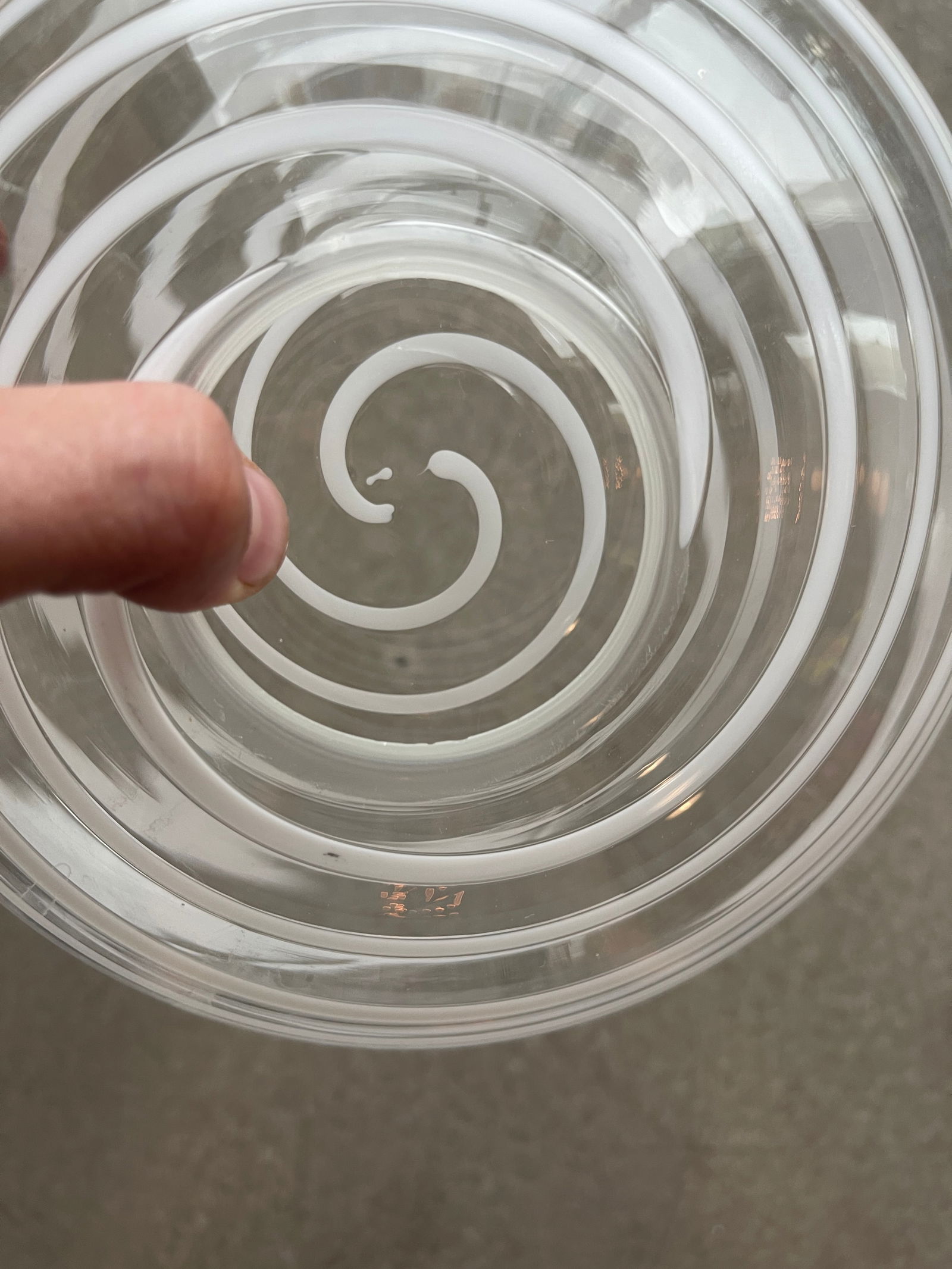 1980s Kurata Glass Sculpture Bowl Threaded Clear White Postmodern Mikassa Memphis Design - 12