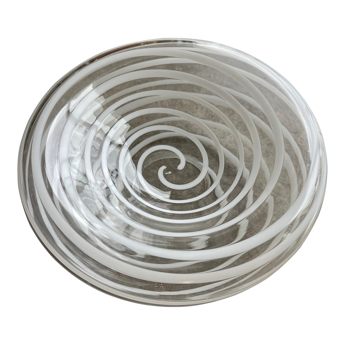 1980s Kurata Glass Sculpture Bowl Threaded Clear White Postmodern Mikassa Memphis Design (1 of 12)