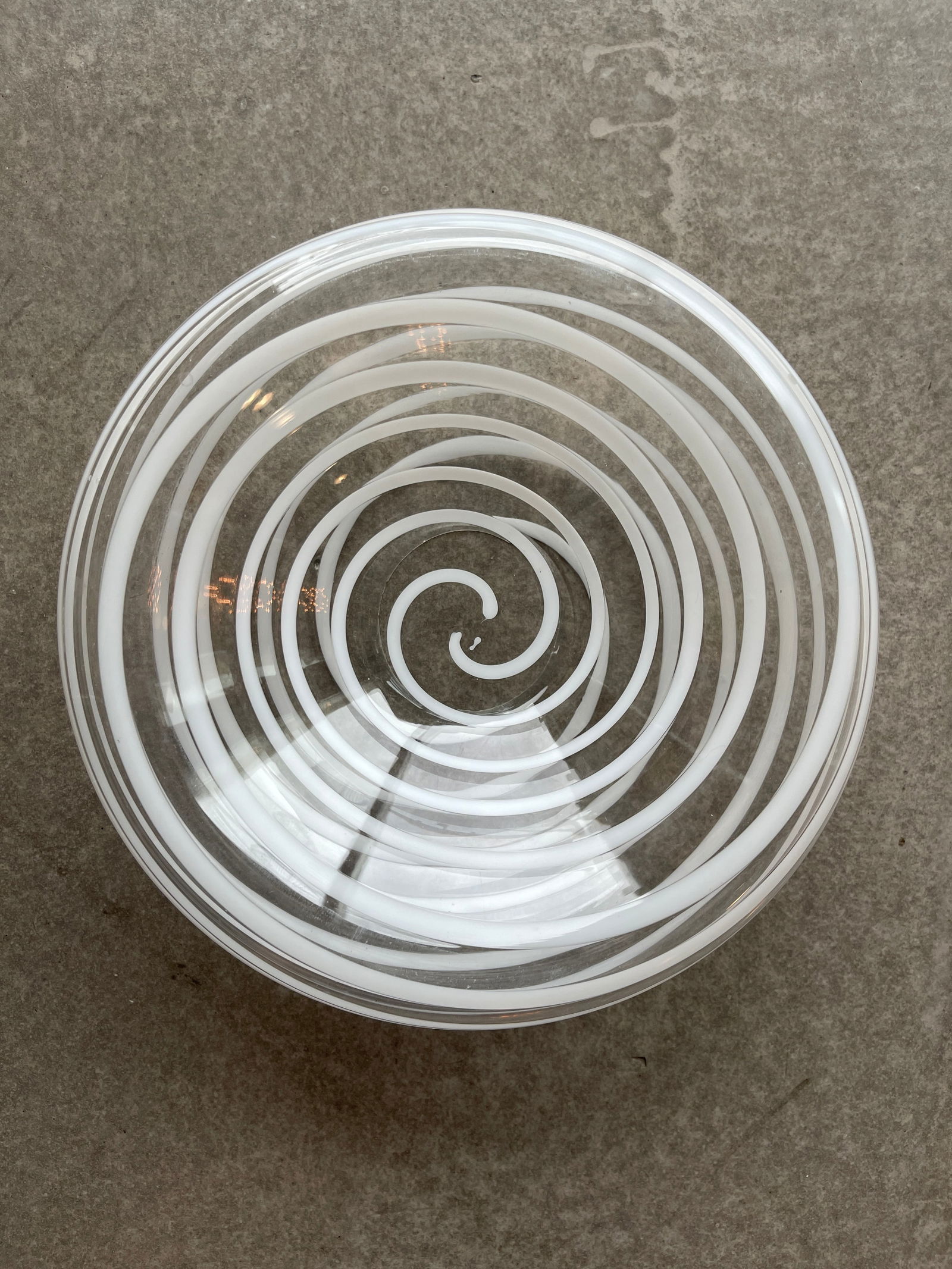 1980s Kurata Glass Sculpture Bowl Threaded Clear White Postmodern Mikassa Memphis Design - 2