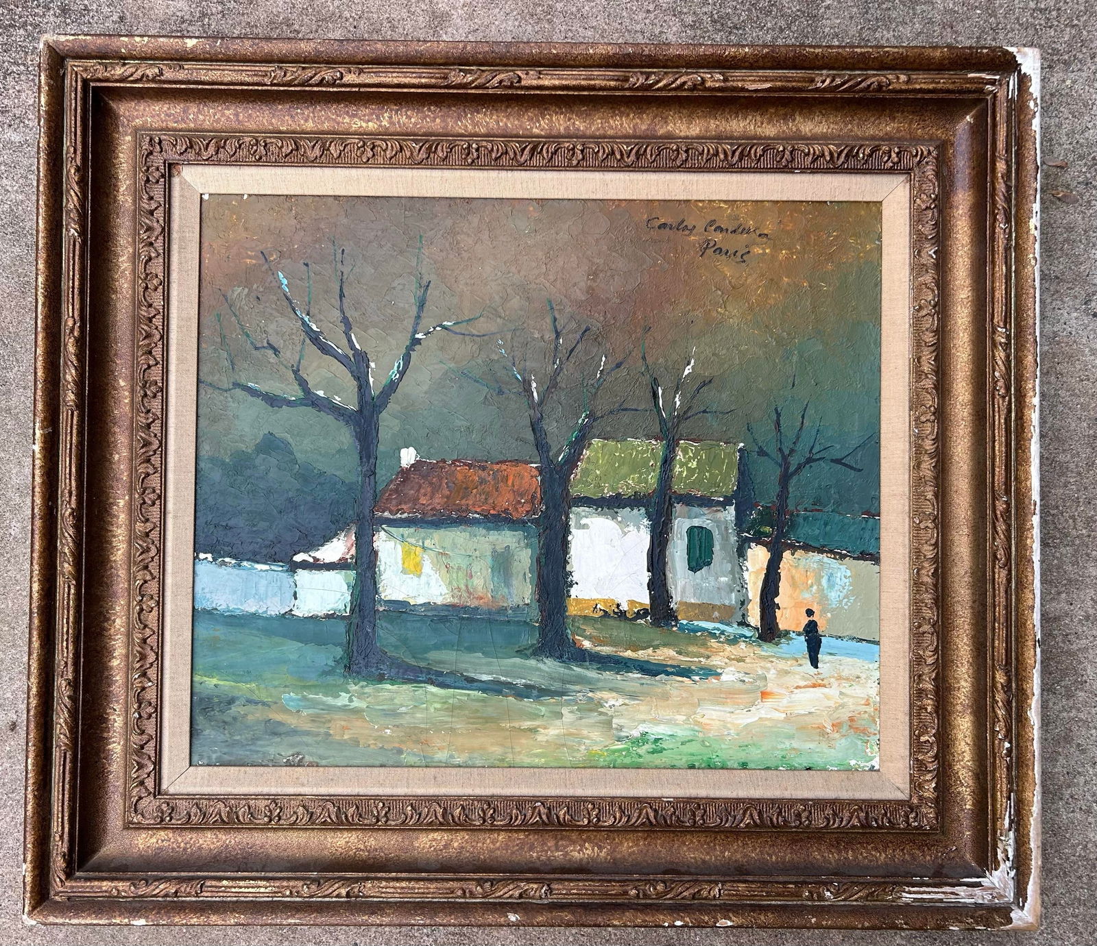 1960s Vintage Abstract Impressionist Mid Century Paris Landscape Oil Painting, Framed - 2