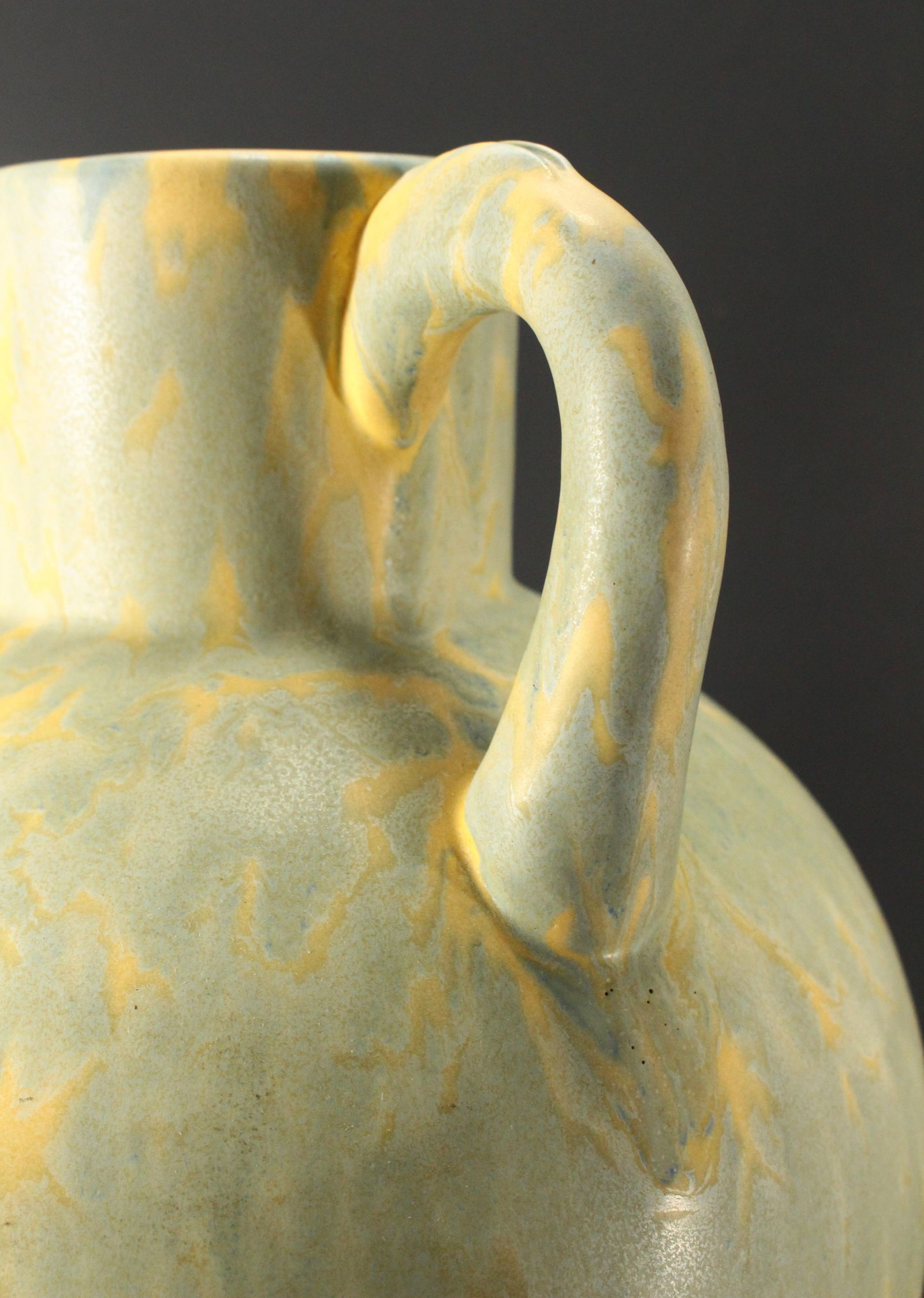 Early 1900's American Studio Pottery Arts & Crafts Celadon Mottled Glaze Vase - 6