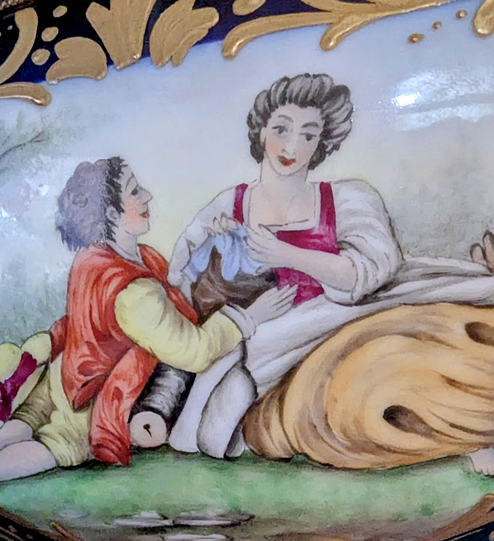 Vintage Garniture Porcelain Sevres Design Mantel Set Capodimonte- 3 Pieces - 10