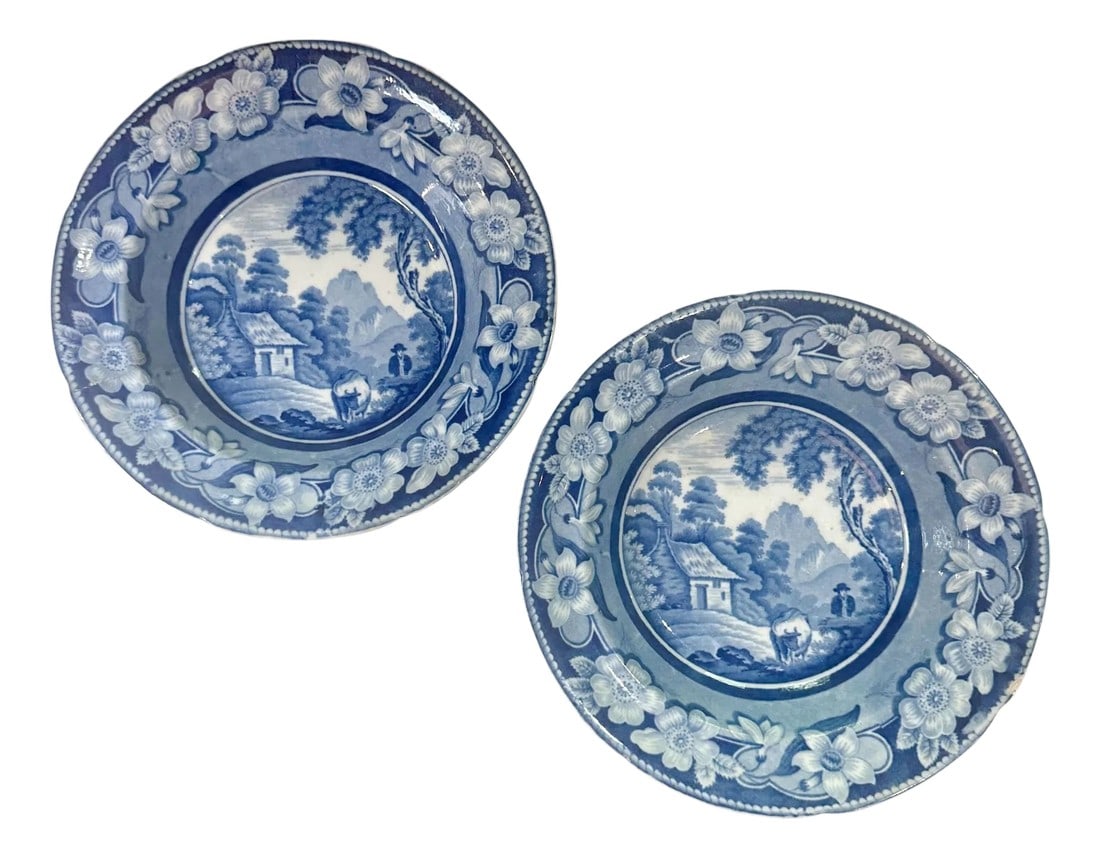 Early 19th Century English Staffordshire Blue and White Plates - A Pair (1 of 6)